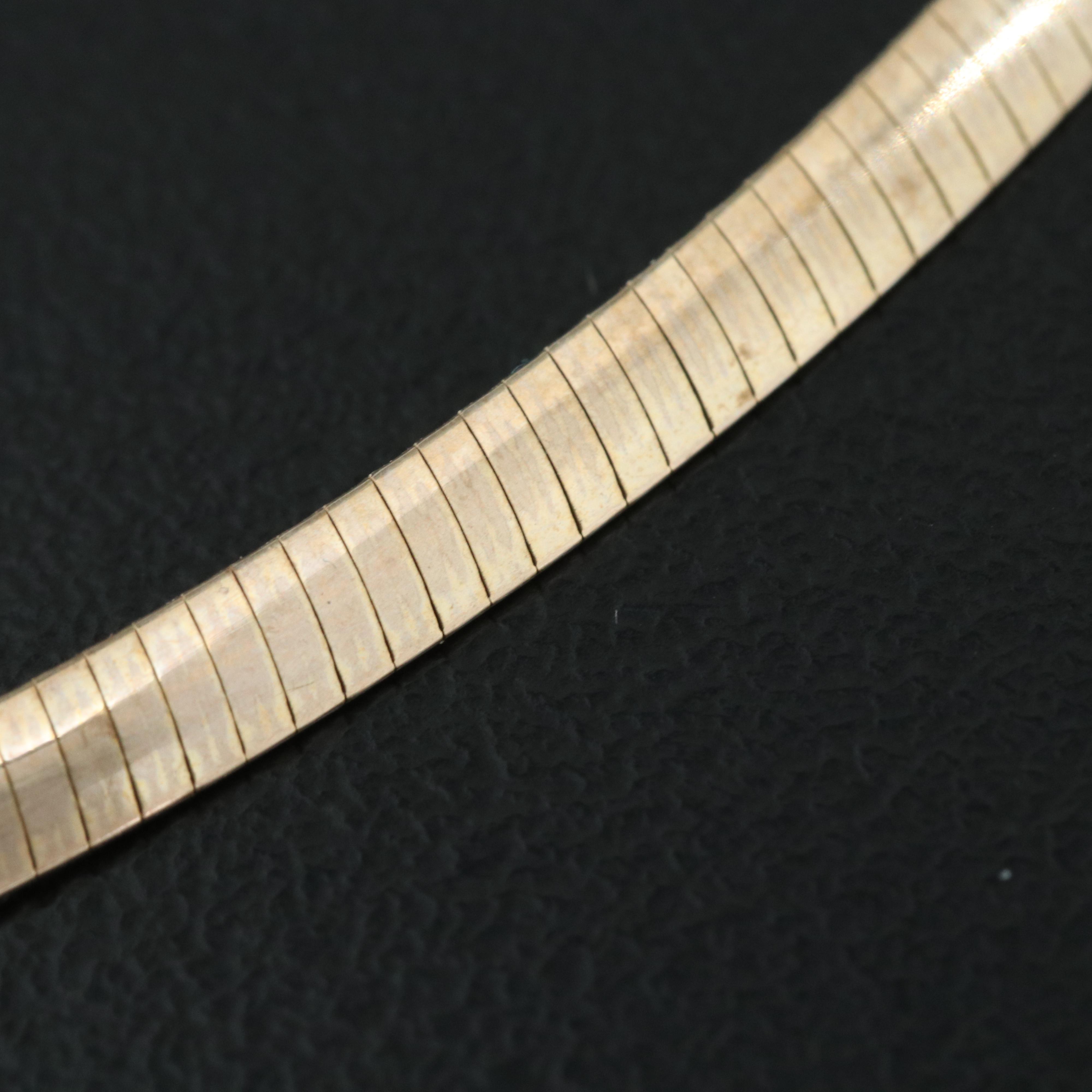 Italian 10K Two Tone Reversible Omega Necklace