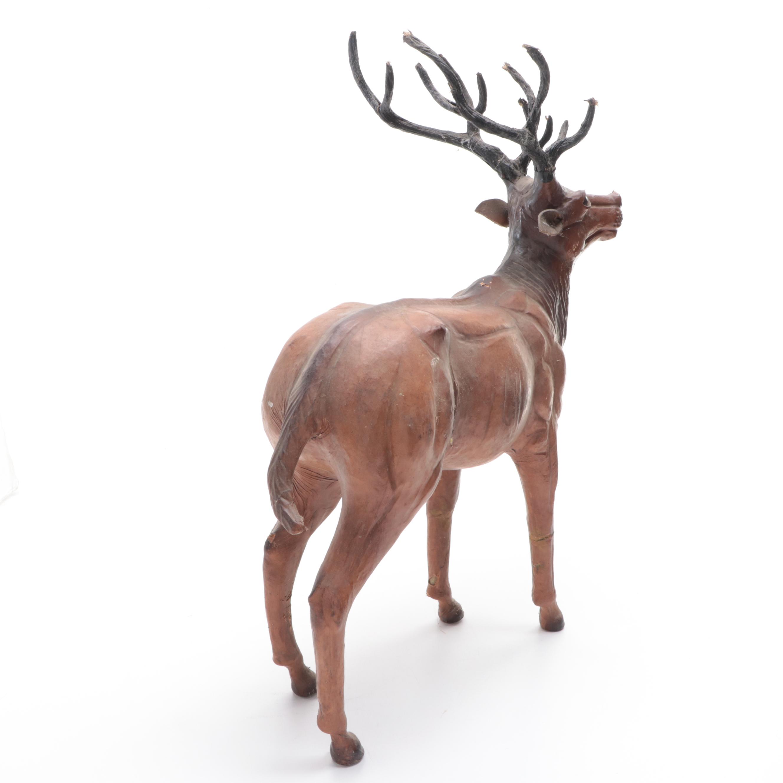 Papier-Mâché Male Deer Figurine