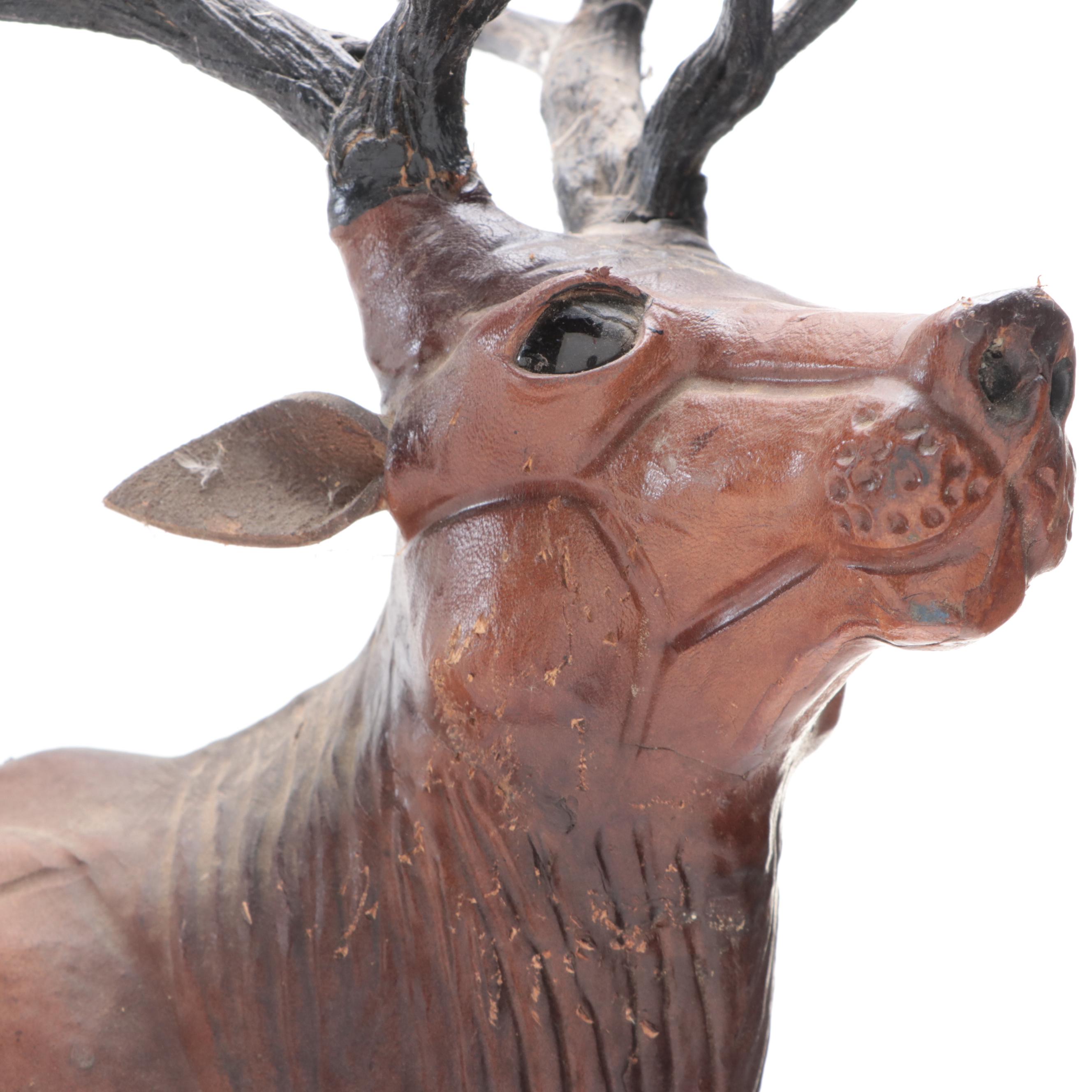 Papier-Mâché Male Deer Figurine