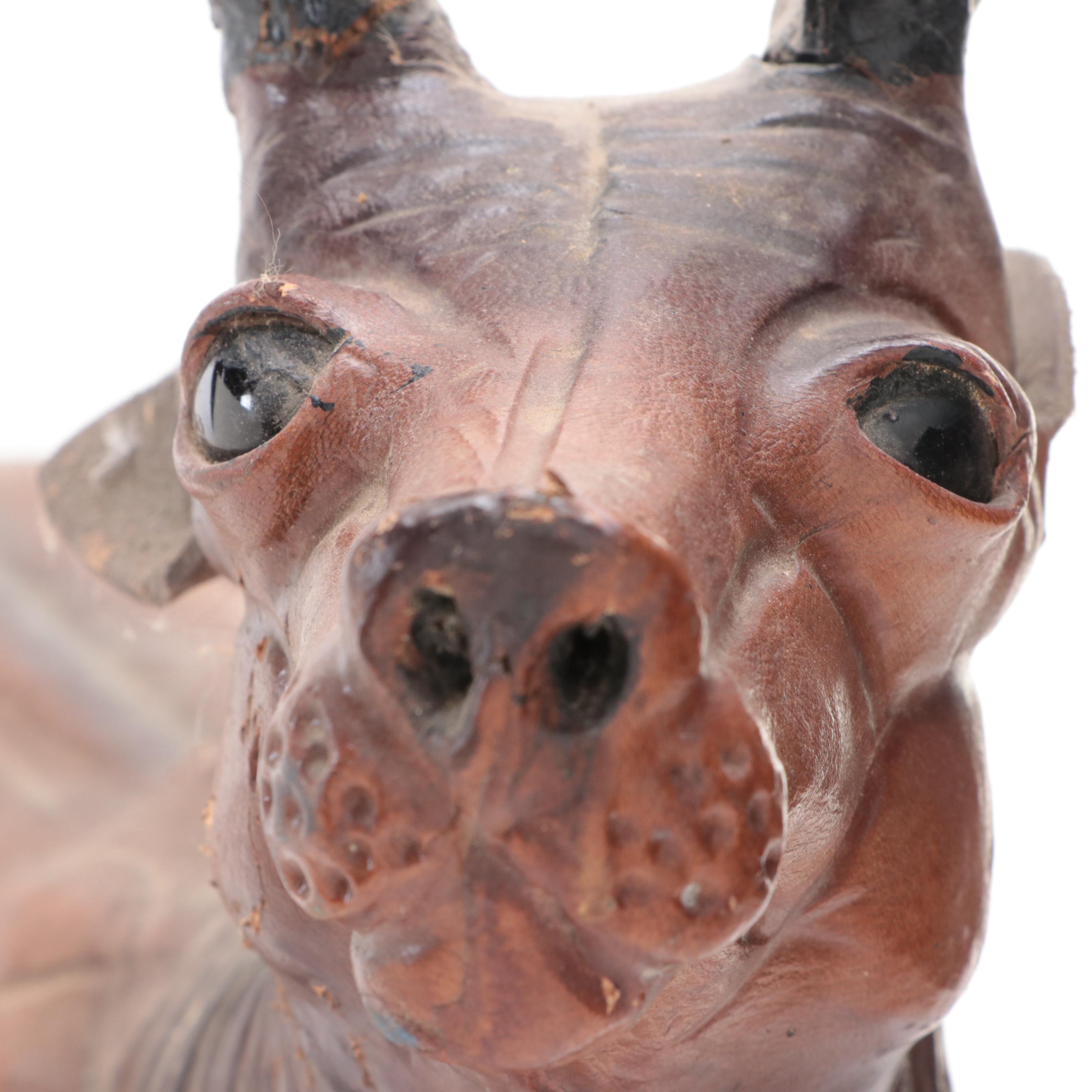 Papier-Mâché Male Deer Figurine