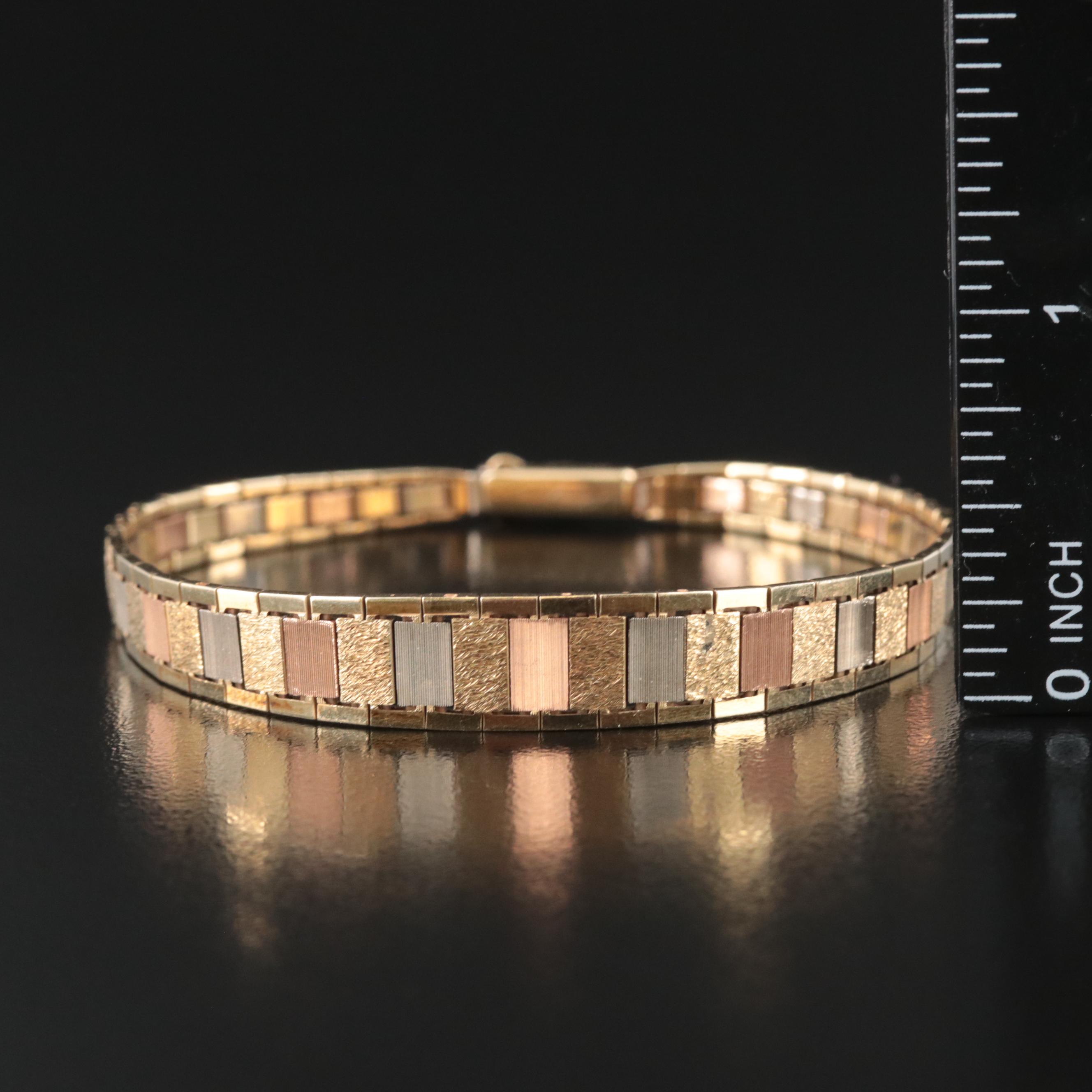 Italian 14K Tri-Color Tapered Bracelet