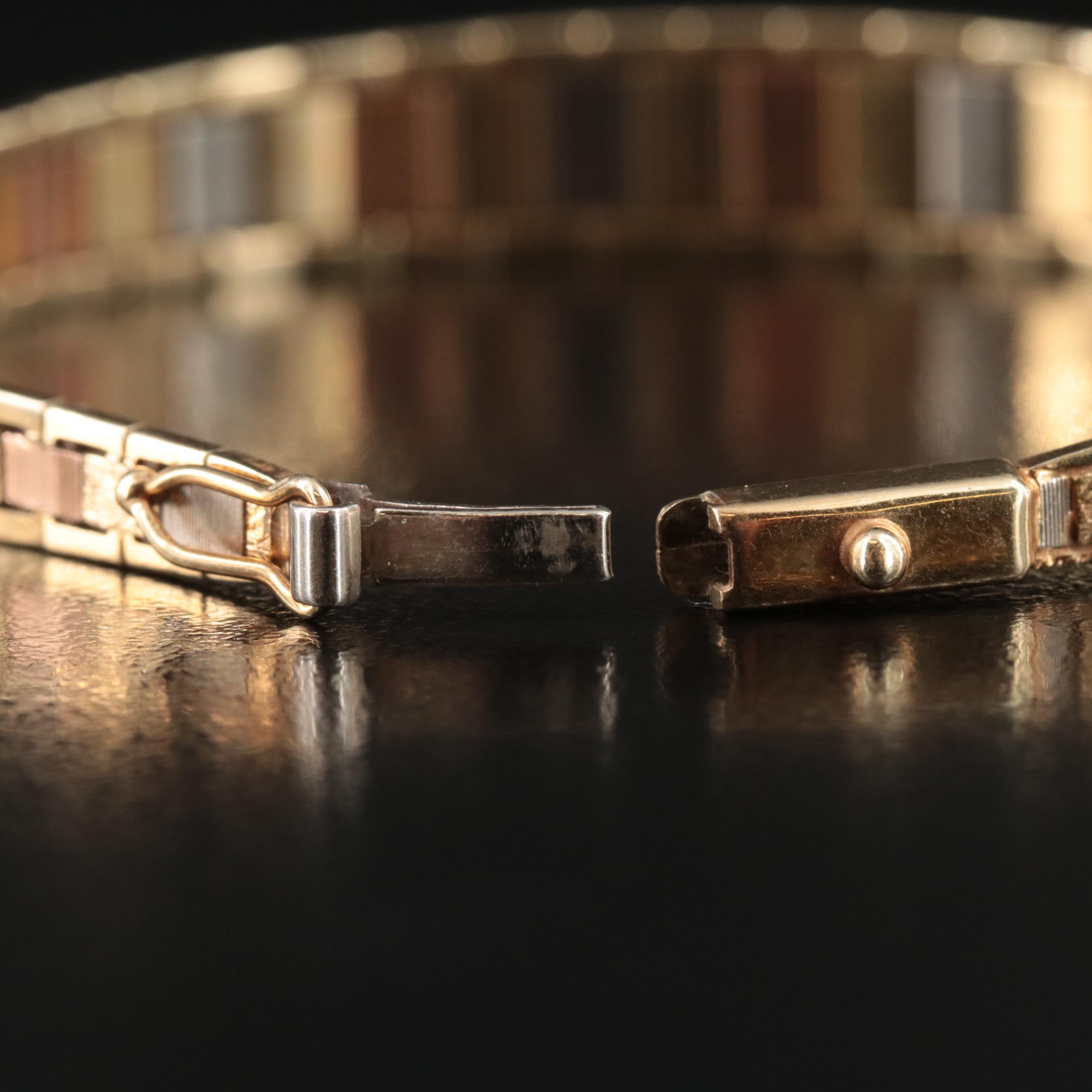 Italian 14K Tri-Color Tapered Bracelet