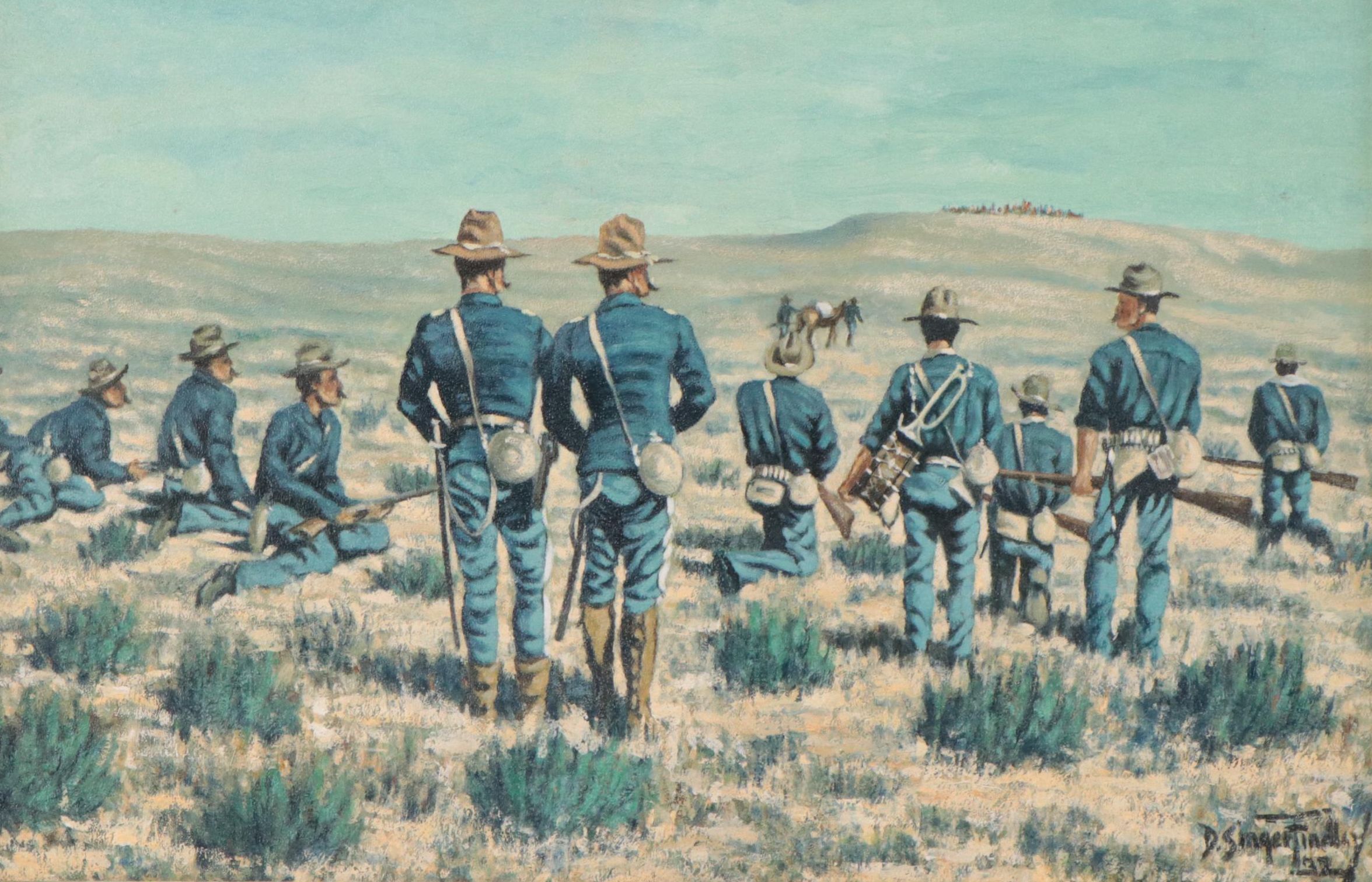 D. Singer Findlay Civil War Scene Oil Painting, 1932