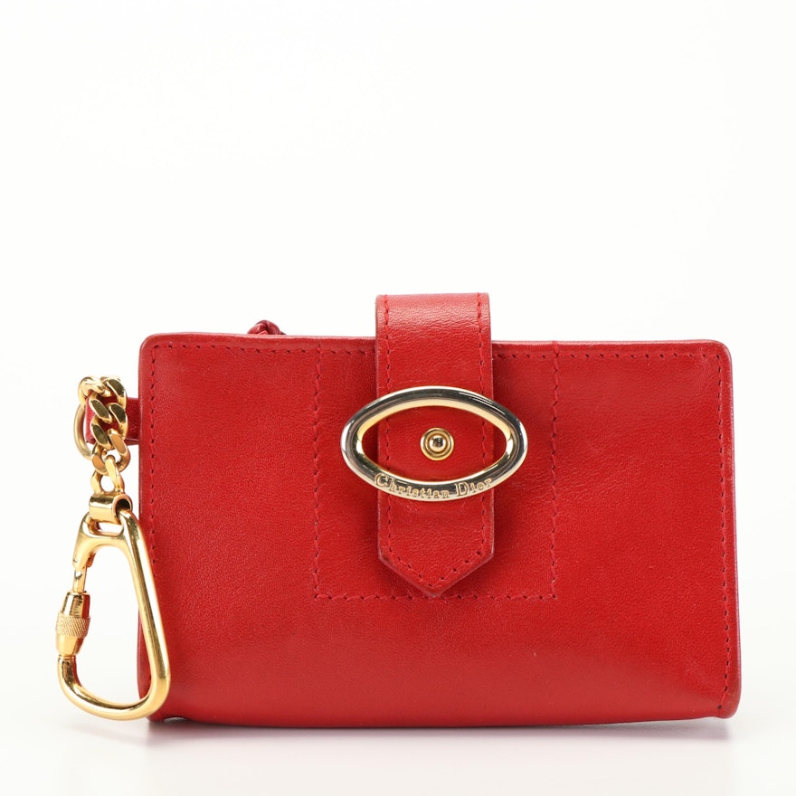Christian Dior Red Leather Key Purse