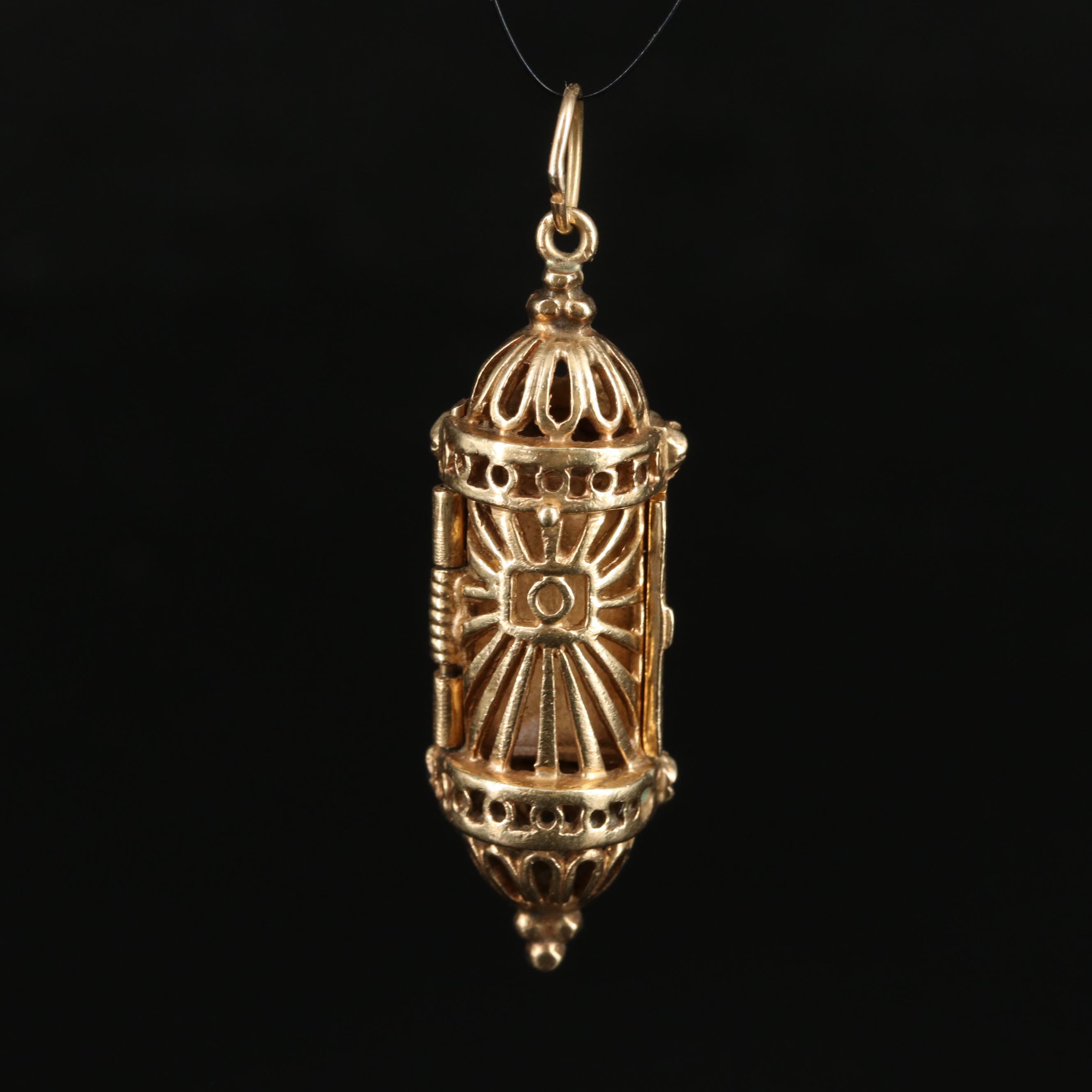 14K Sapphire and Ruby Mezuzah Pendant