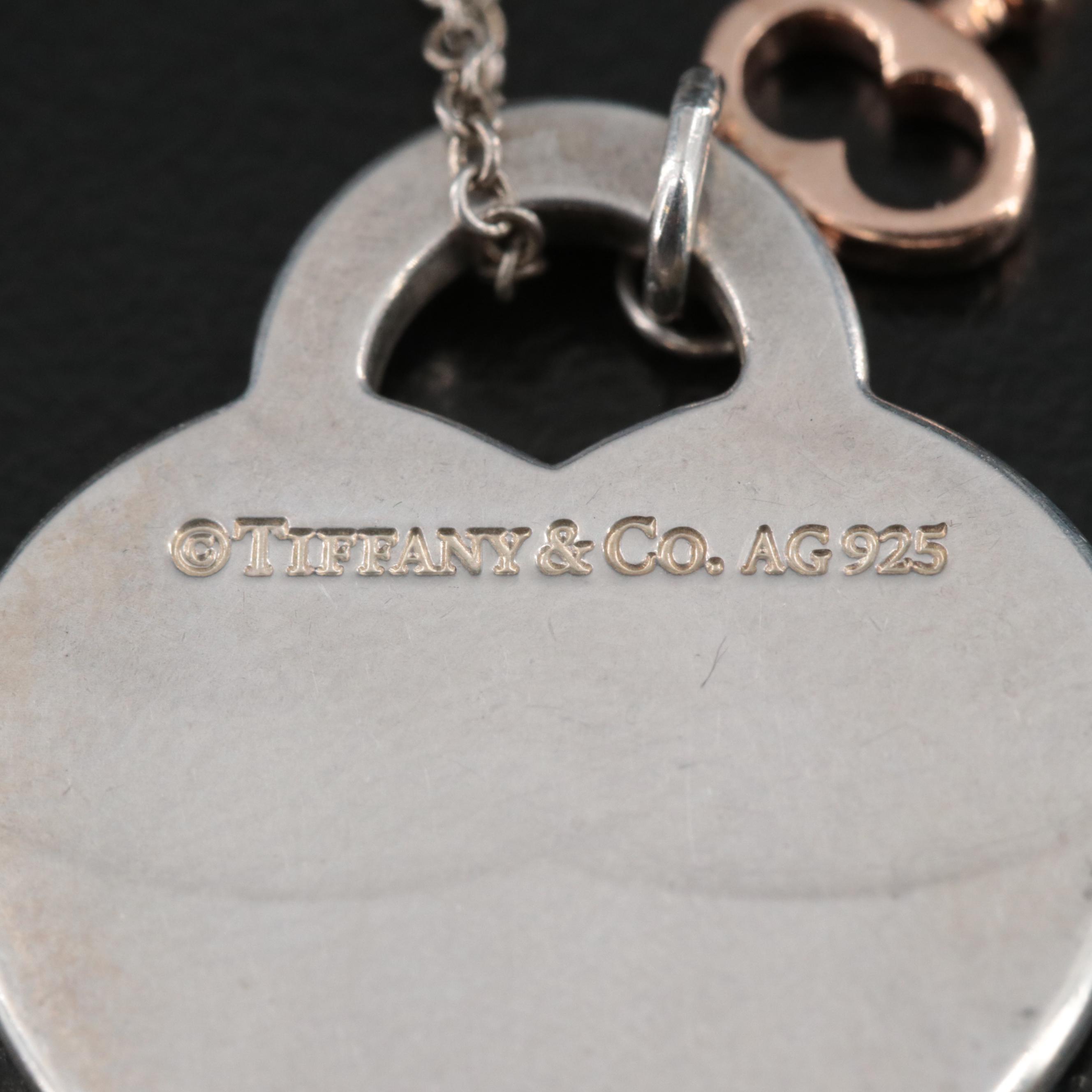 Tiffany & Co. "Return to Tiffany" Sterling Heart Tag Necklace with Rubedo™ Key
