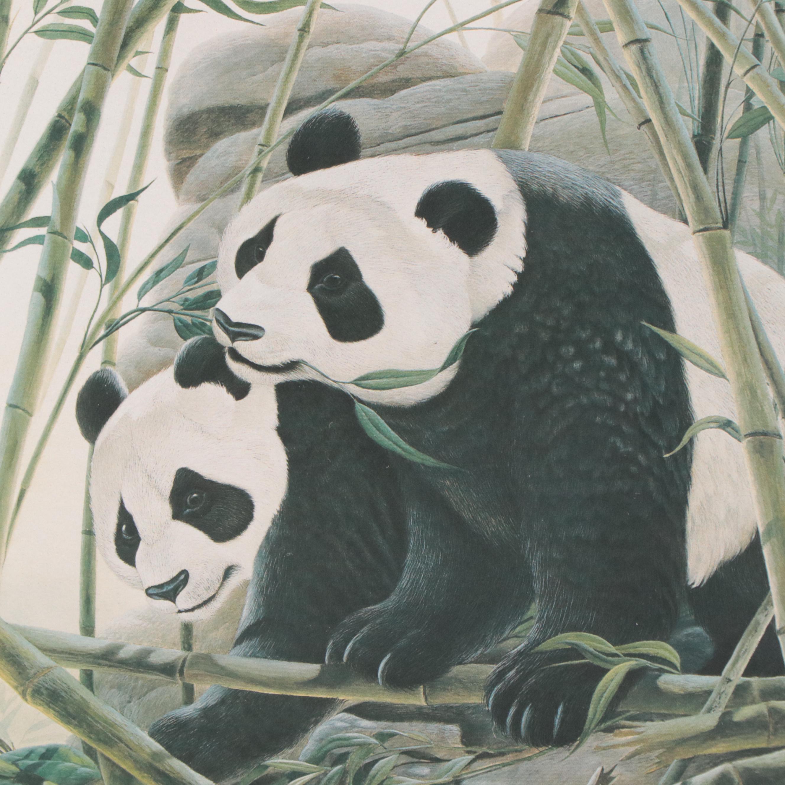 John A. Ruthven Offset Lithograph "Panda Bears"