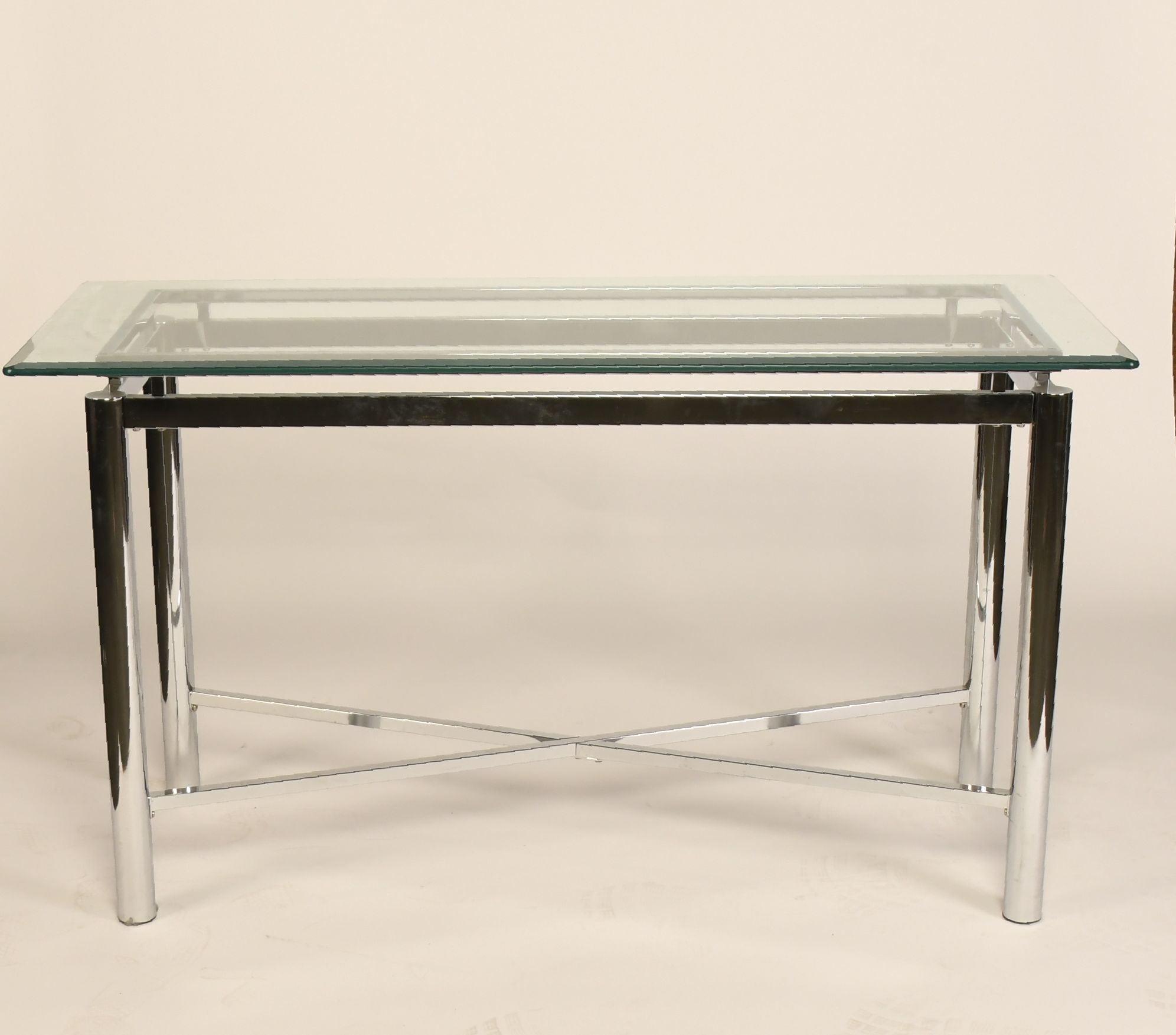 Steve Silver Co. "Nova" Chromed Metal and Glass Sofa Table