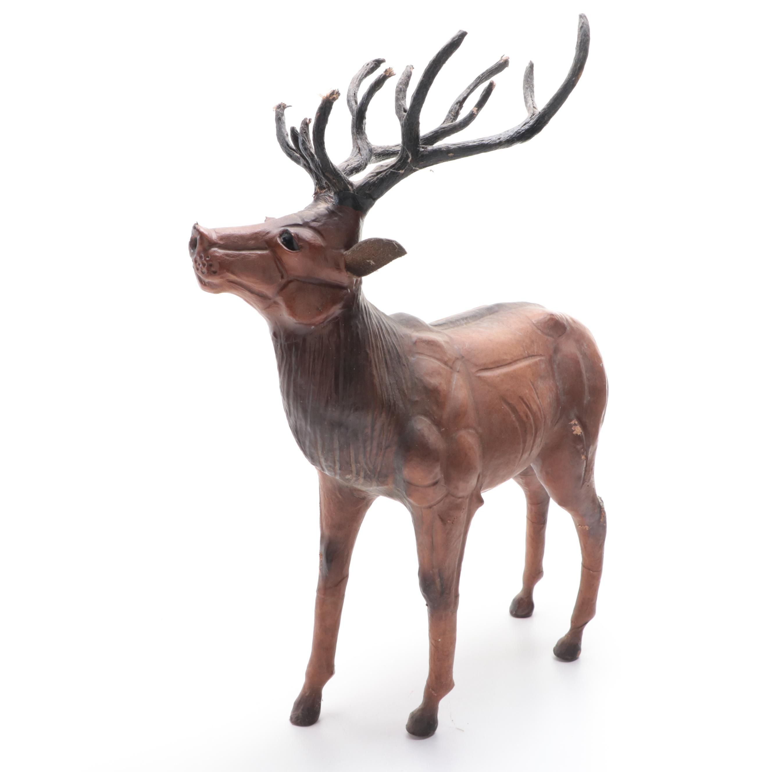 Papier-Mâché Male Deer Figurine