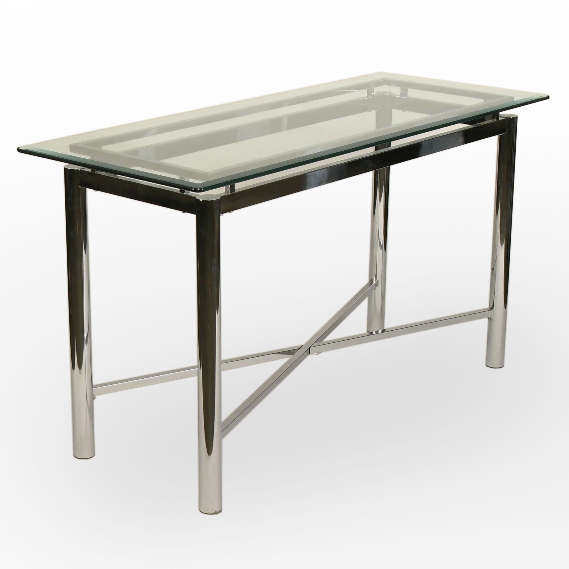 Steve Silver Co. "Nova" Chromed Metal and Glass Sofa Table