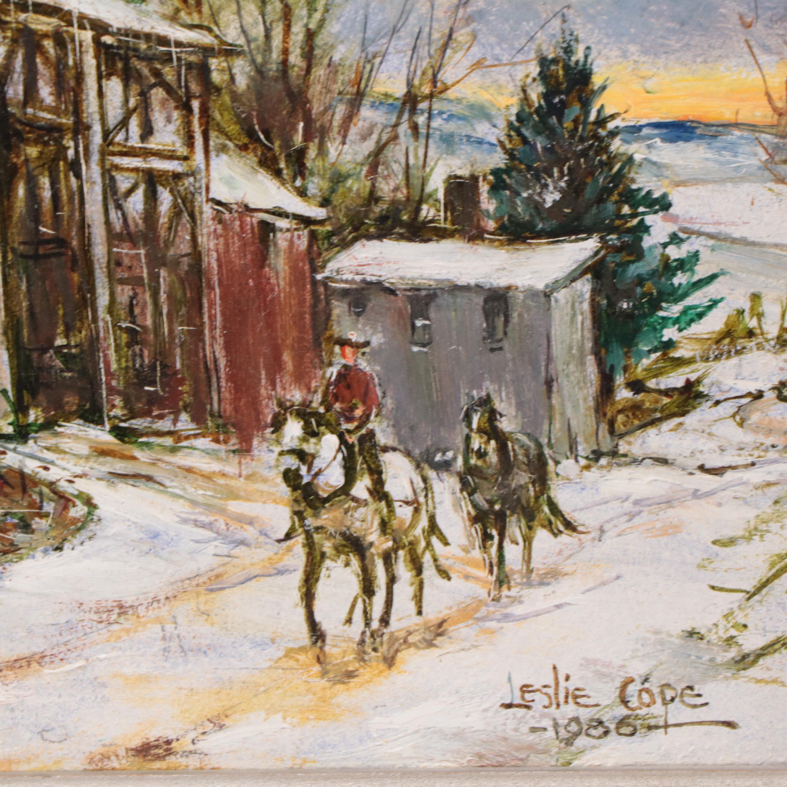 Leslie Cope Winter Landscape Oil Painting The Old Barn 1986 EBTH   1699556617348 776cc4d4e6d0932a92b9273f4e4e68b5506de1c7f523ff0080a7467793fea020.JPG