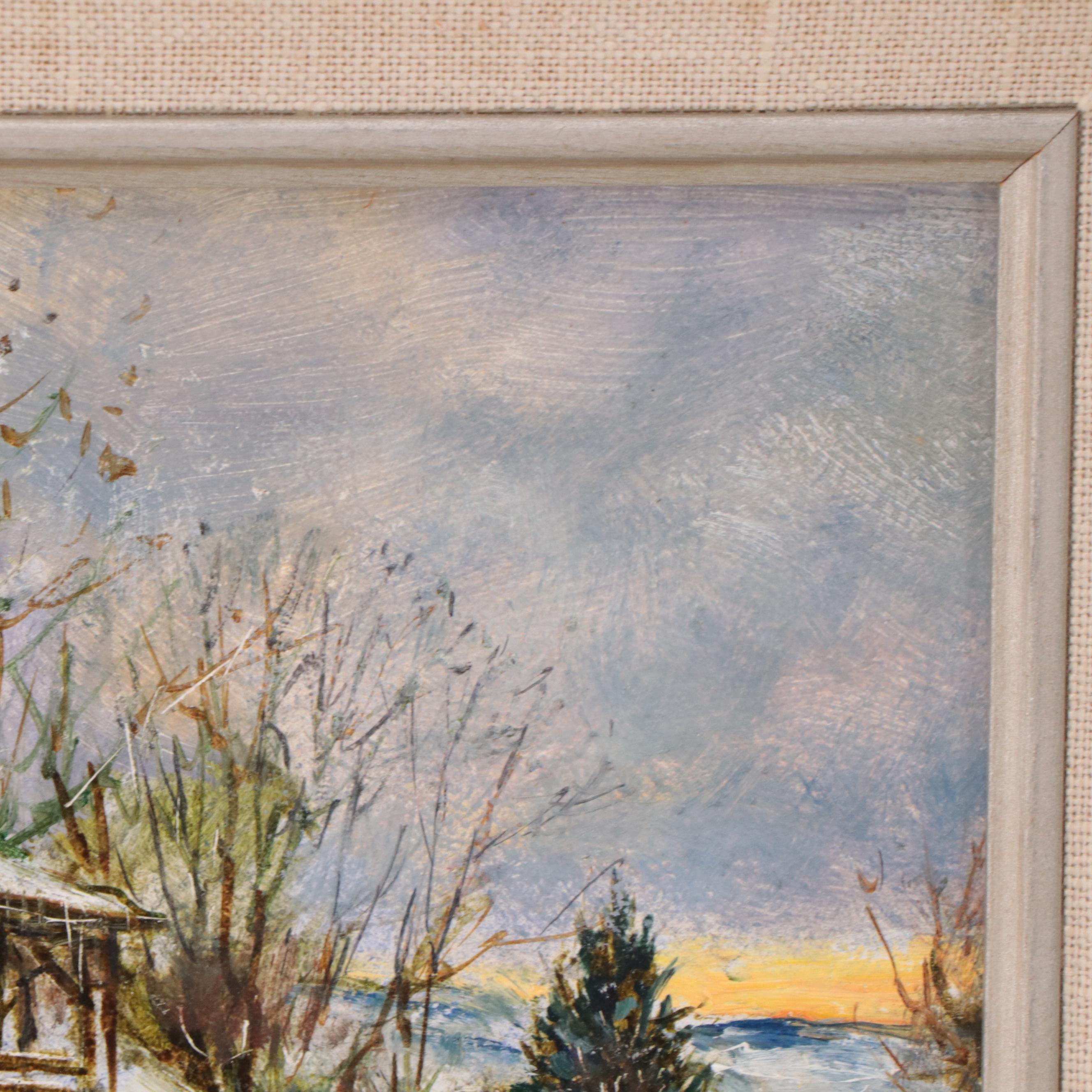 Leslie Cope Winter Landscape Oil Painting "The Old Barn," 1986