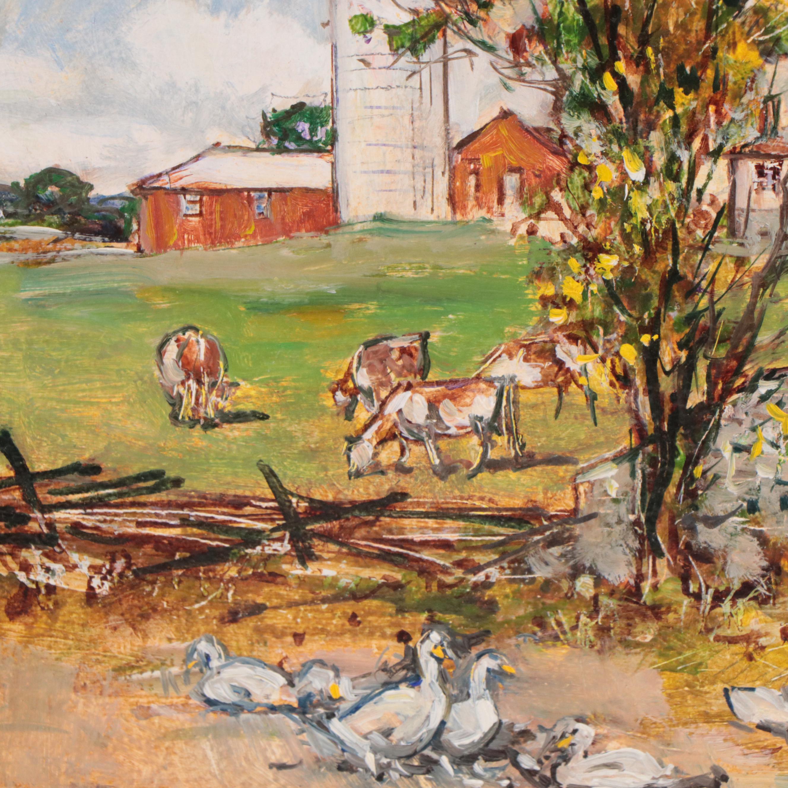 Leslie Cope Pastoral Oil Painting "An Afternoon Siesta," 1984