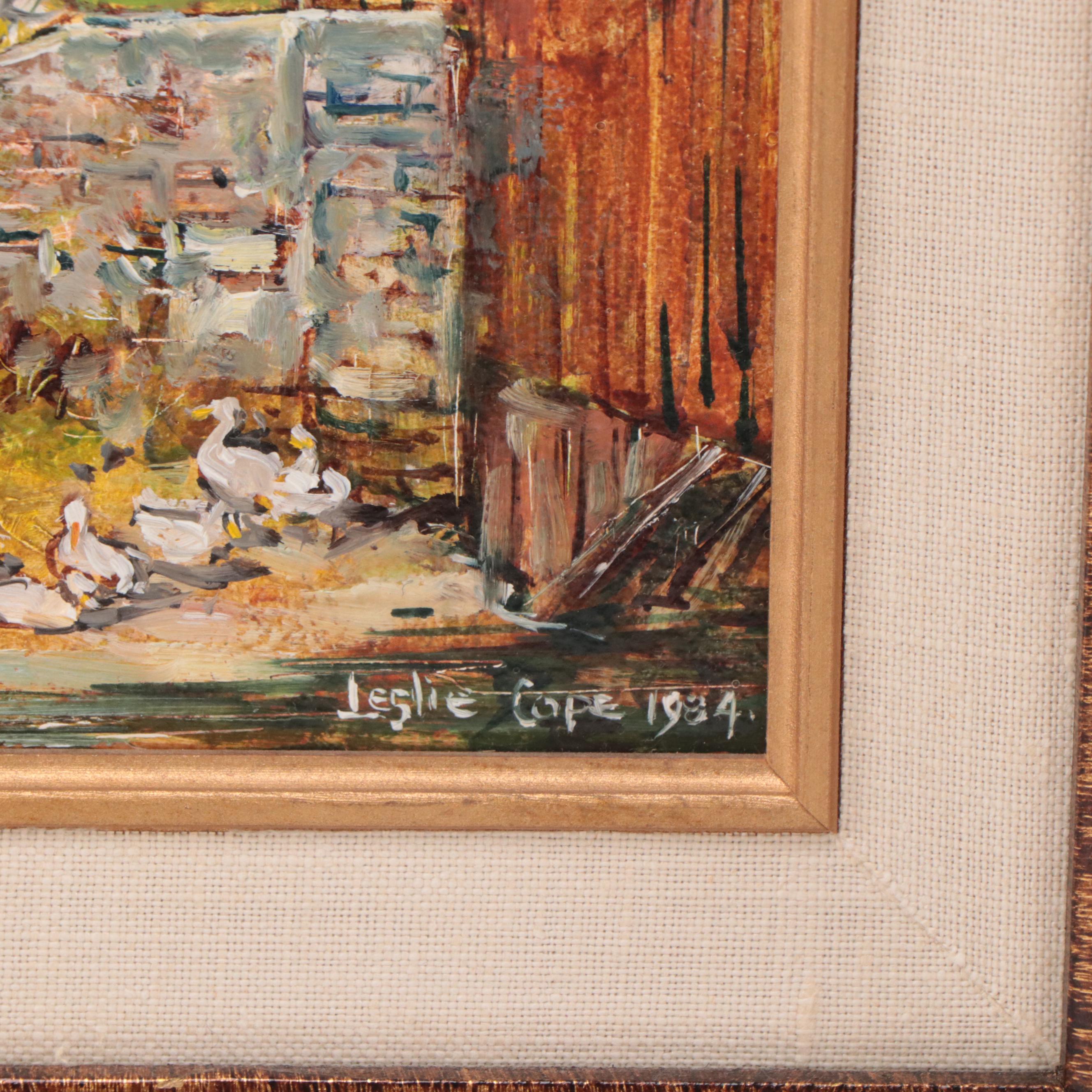 Leslie Cope Pastoral Oil Painting "An Afternoon Siesta," 1984