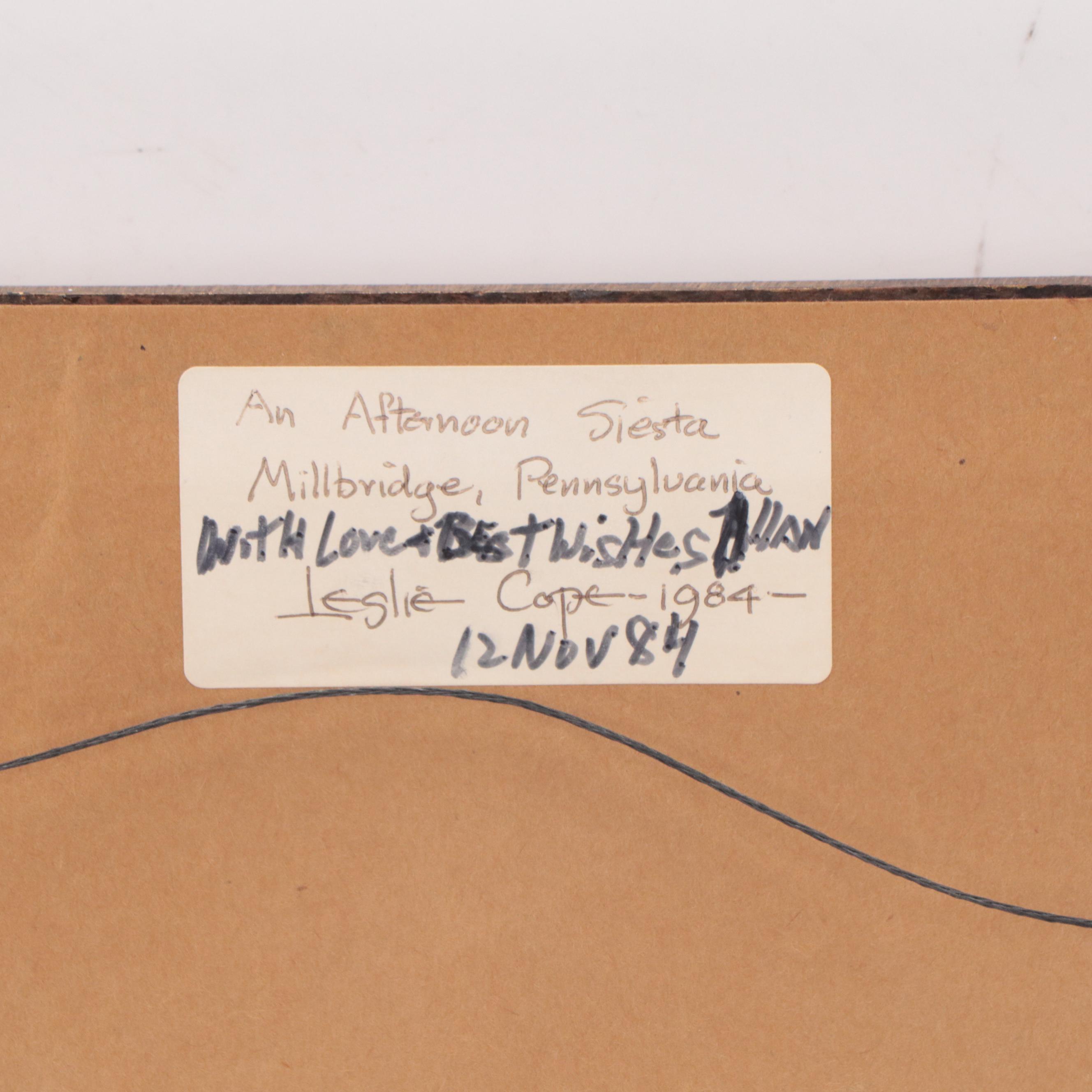 Leslie Cope Pastoral Oil Painting "An Afternoon Siesta," 1984