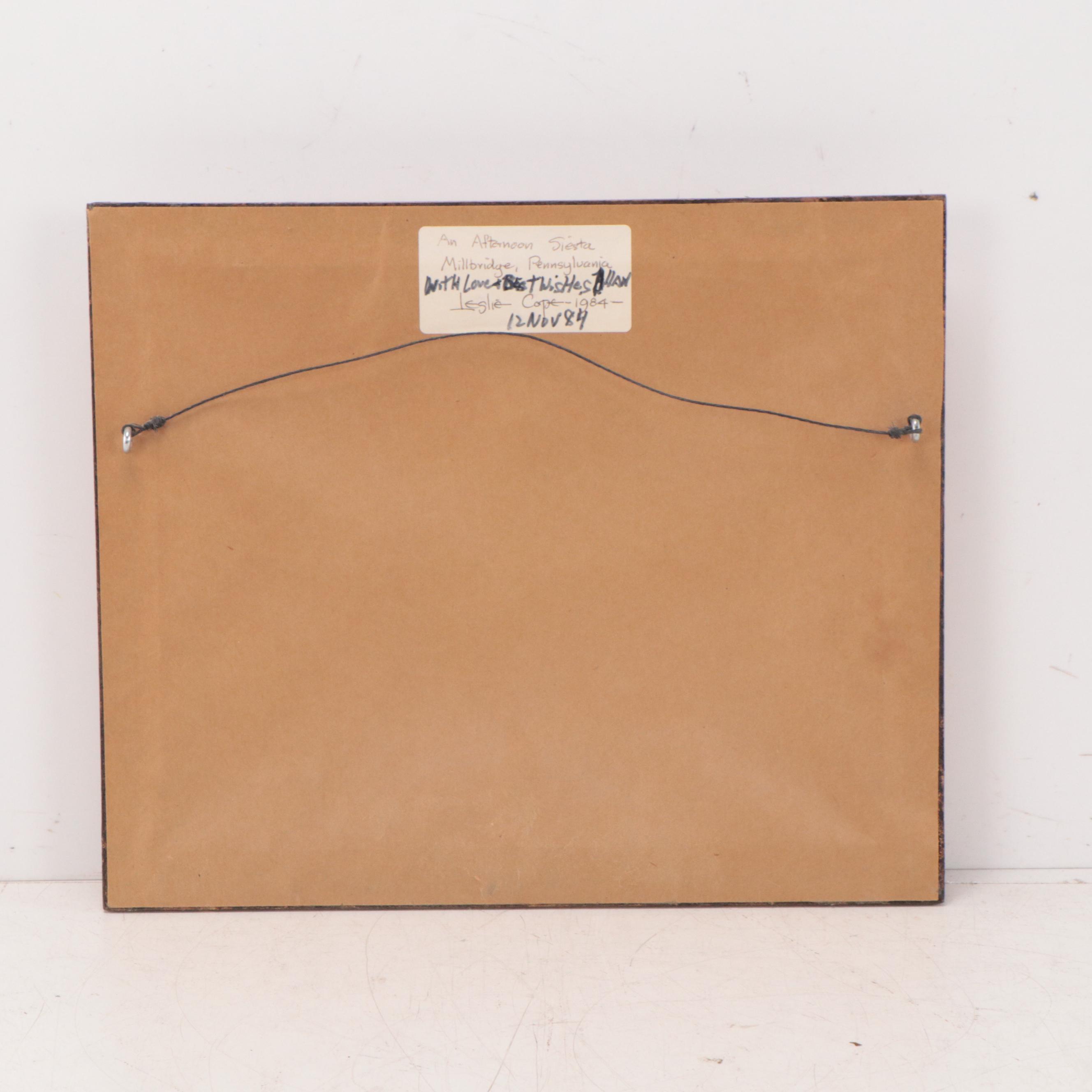 Leslie Cope Pastoral Oil Painting "An Afternoon Siesta," 1984