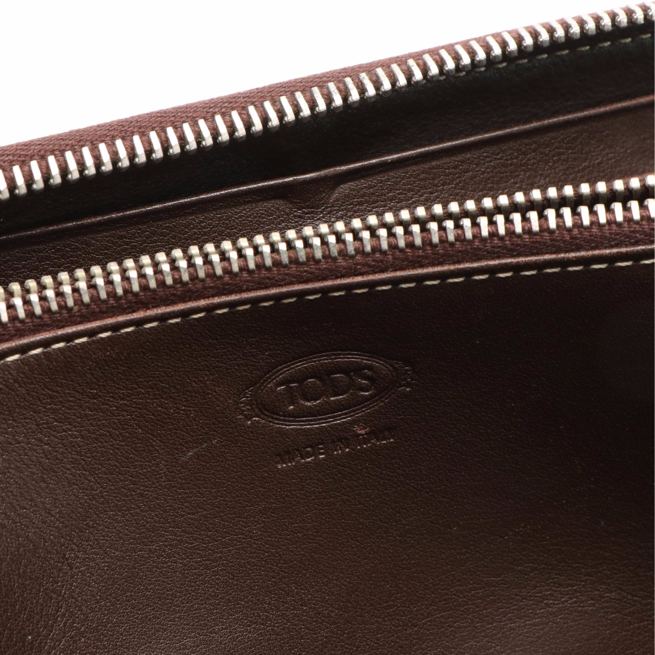 Tod's Brown Leather Zip Around Wallet