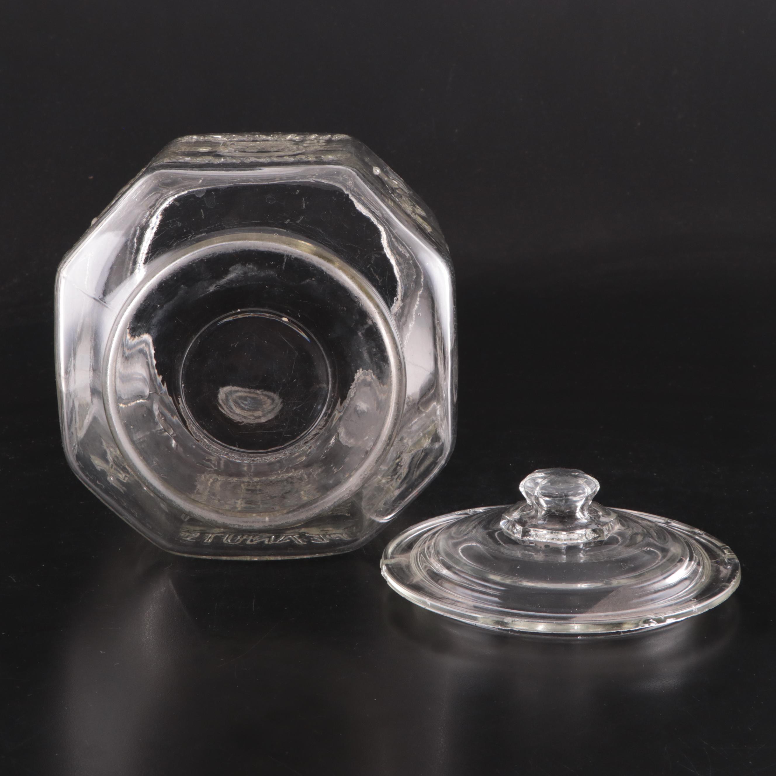 Planters Octagon Shape Glass Pennant Peanuts Lidded Jar