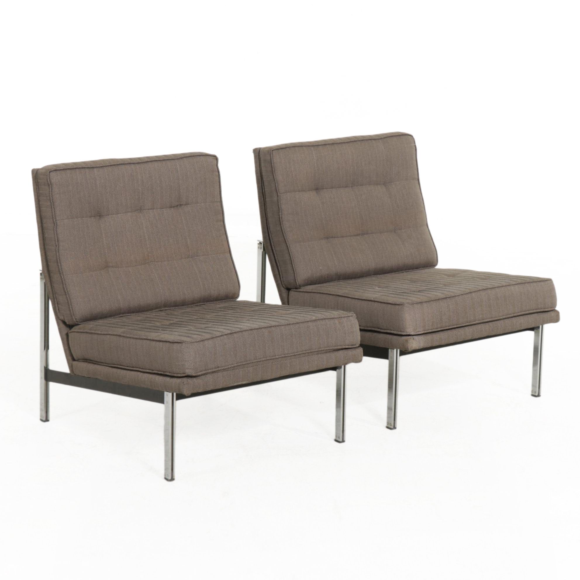 Pair of Florence Knoll Parallel Bar Lounge Chairs