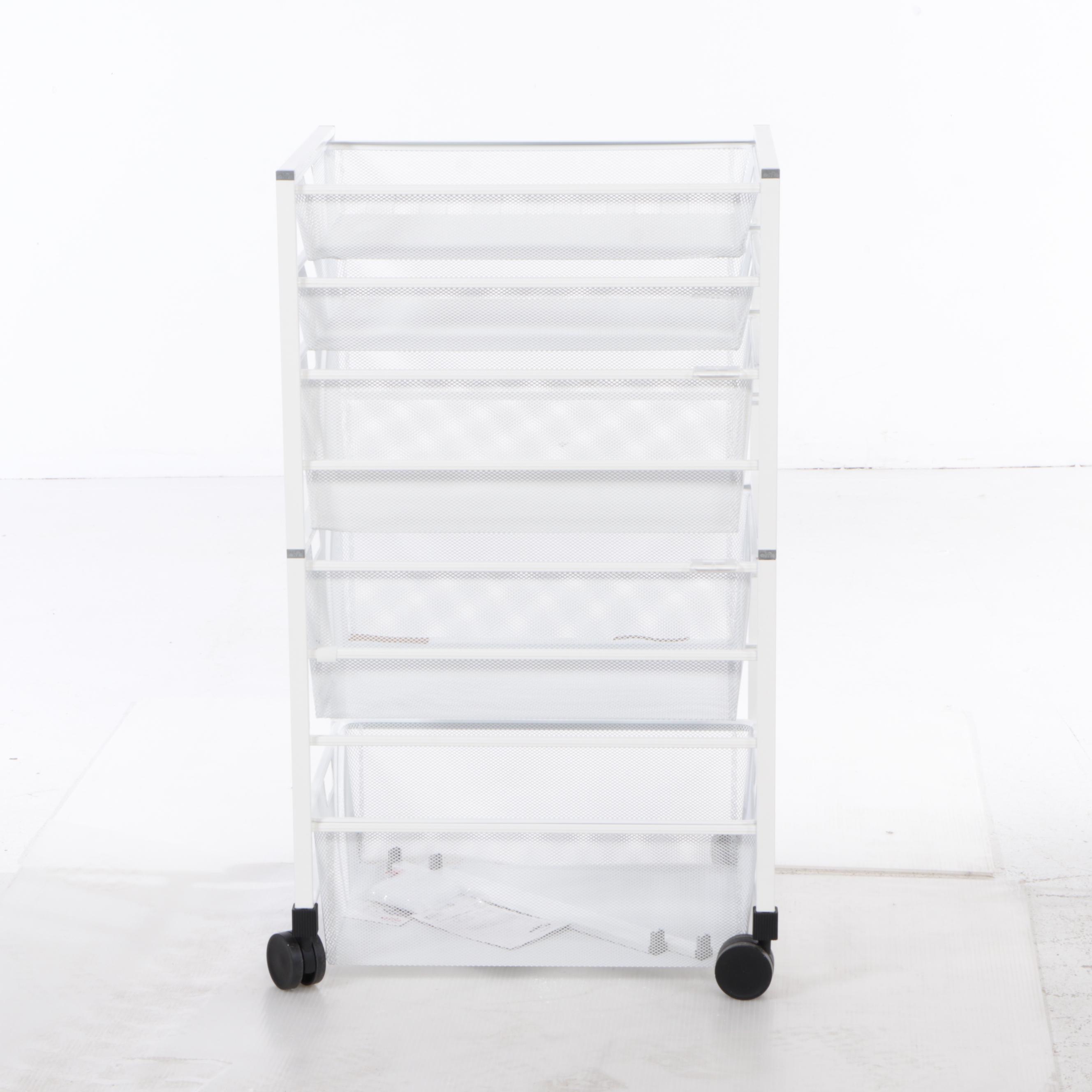 Elfa Wire Mesh Rolling Organizer Cart