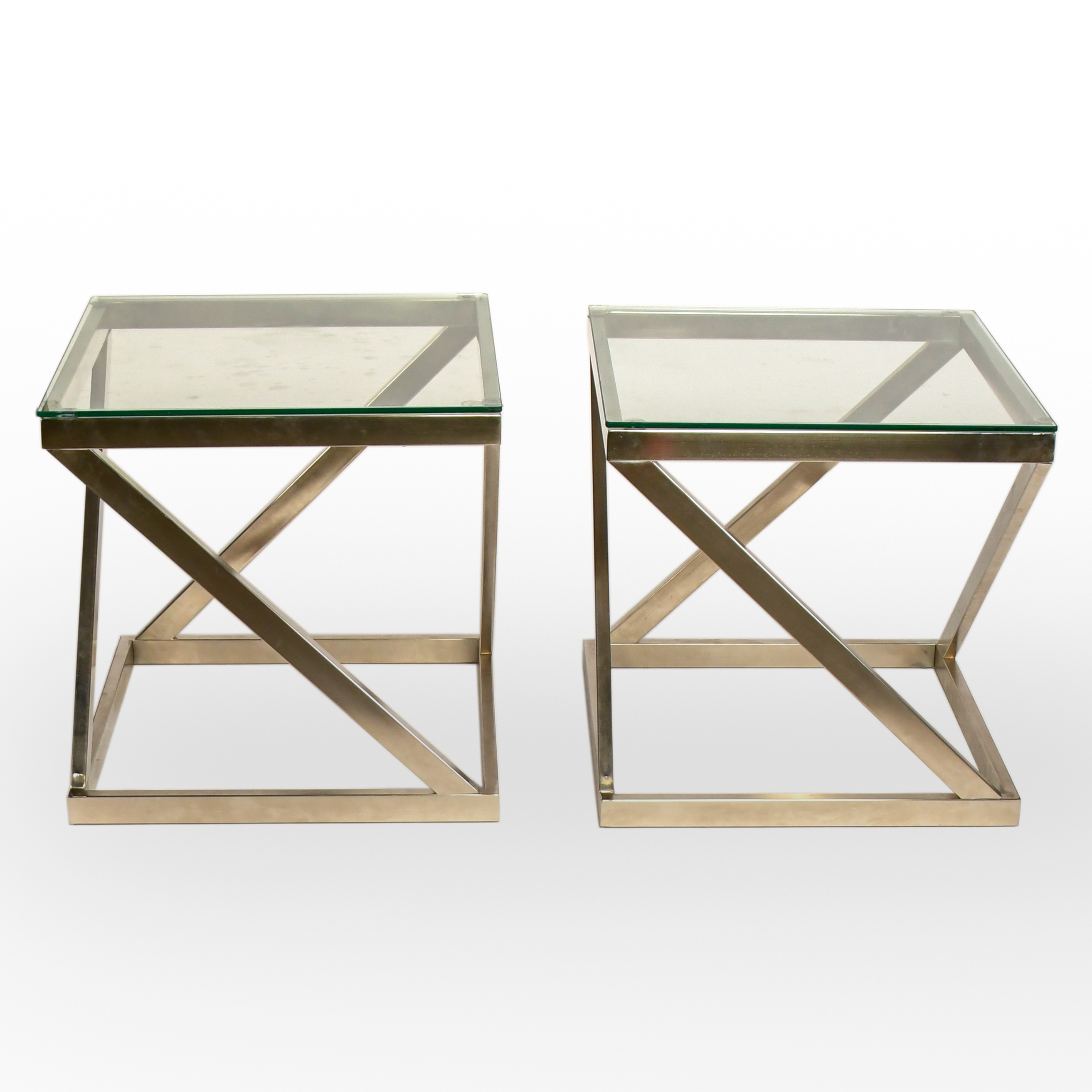 HomeSullivan Brushed Nickel and Glass Coffee Table Set