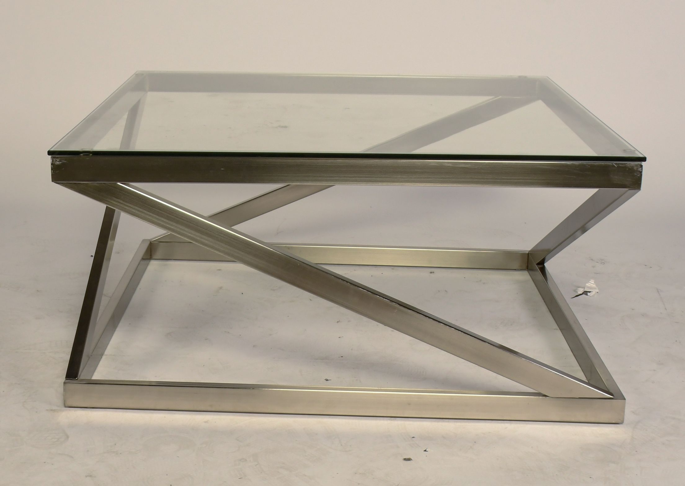 HomeSullivan Brushed Nickel and Glass Coffee Table Set