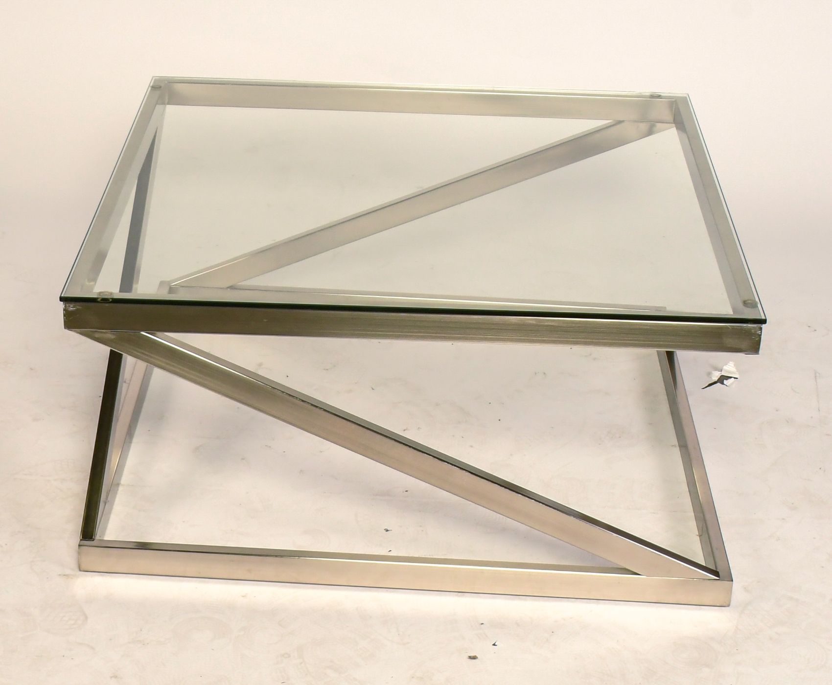 HomeSullivan Brushed Nickel and Glass Coffee Table Set
