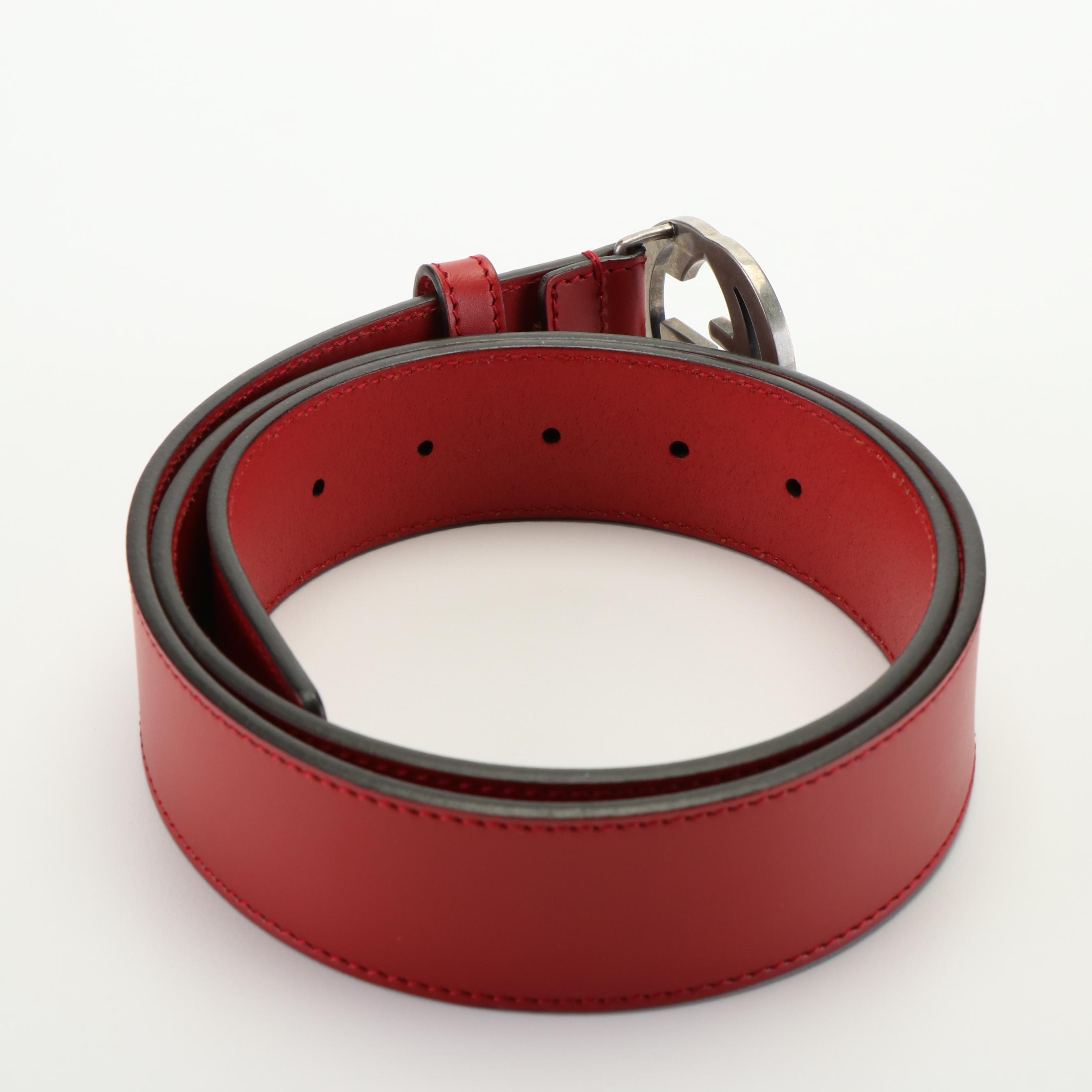 Gucci Interlocking G Wide Red Leather Belt