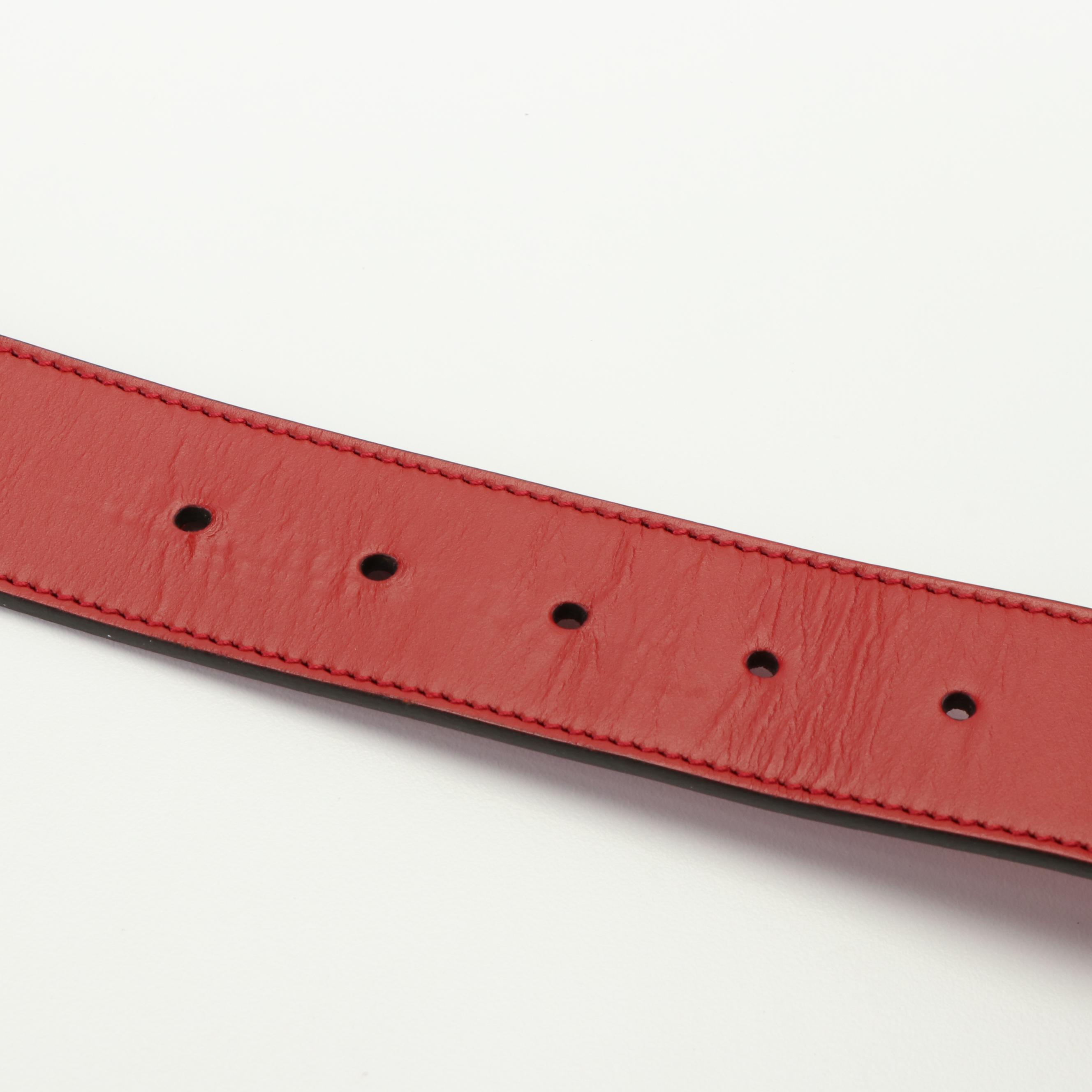 Gucci Interlocking G Wide Red Leather Belt