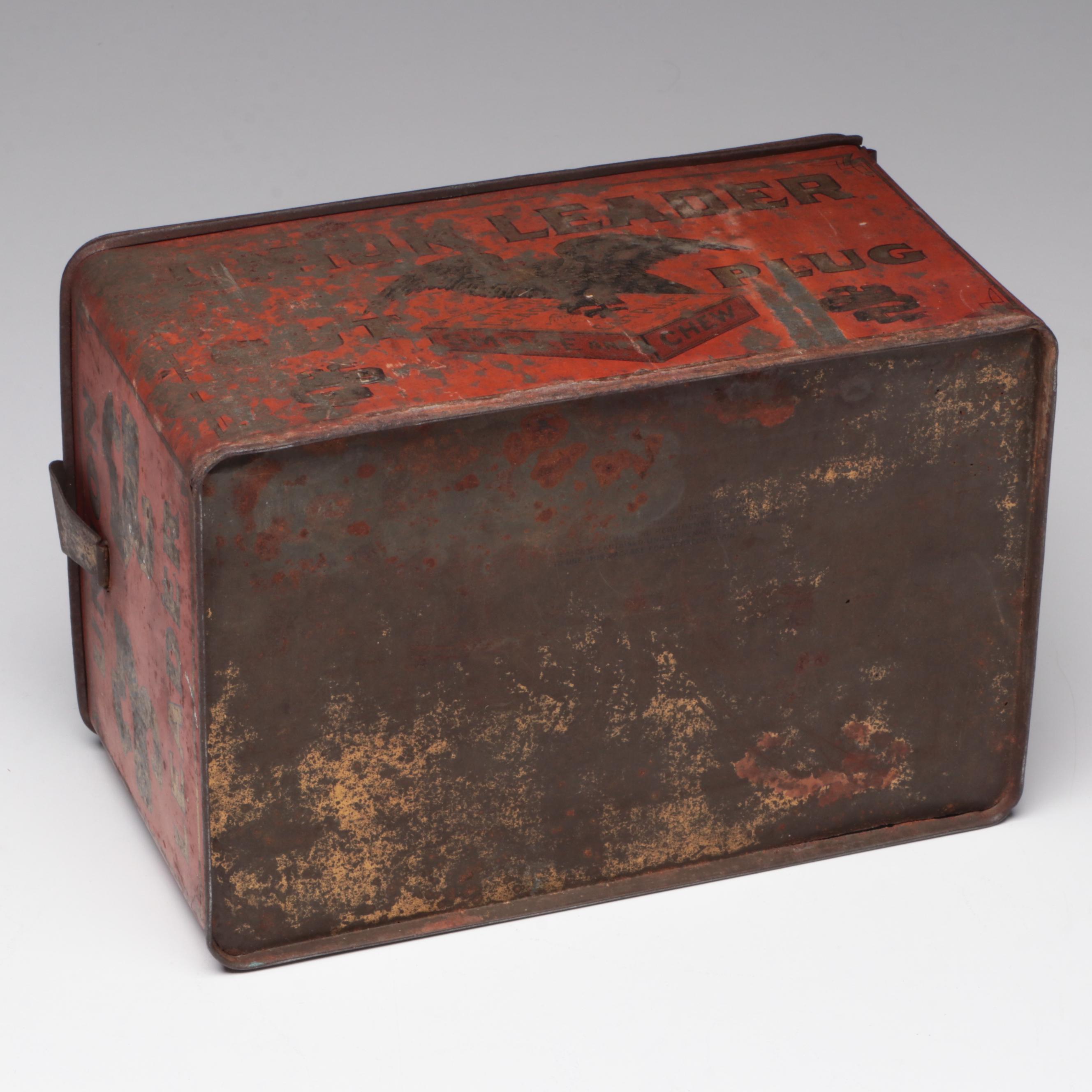 Union Leader Cut Plug Tobacco Tin with Other Mid-Century Humidor Jars