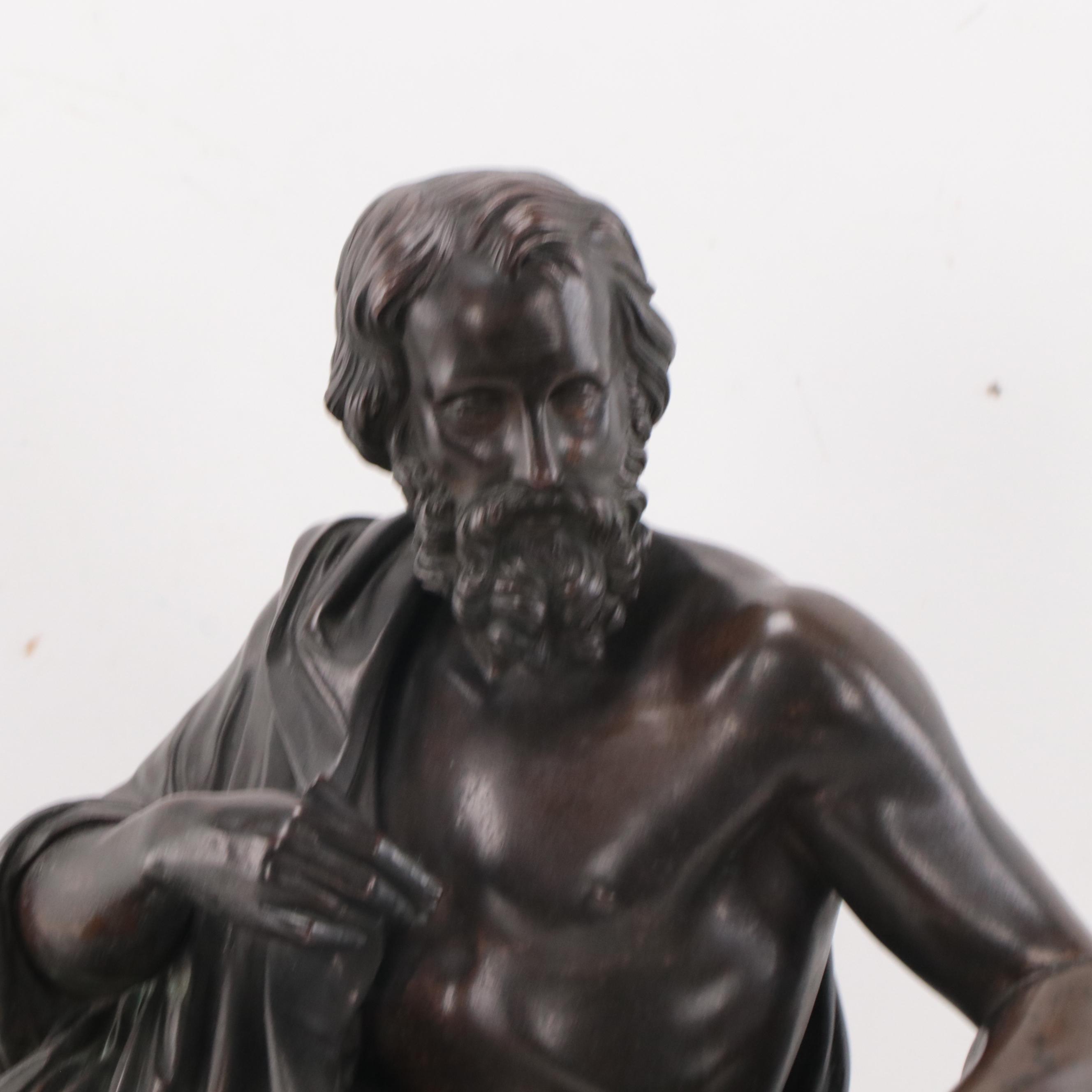 Bronze Sculpture of Reclining Philosopher "Le Bonheur Nait de la Vertu"