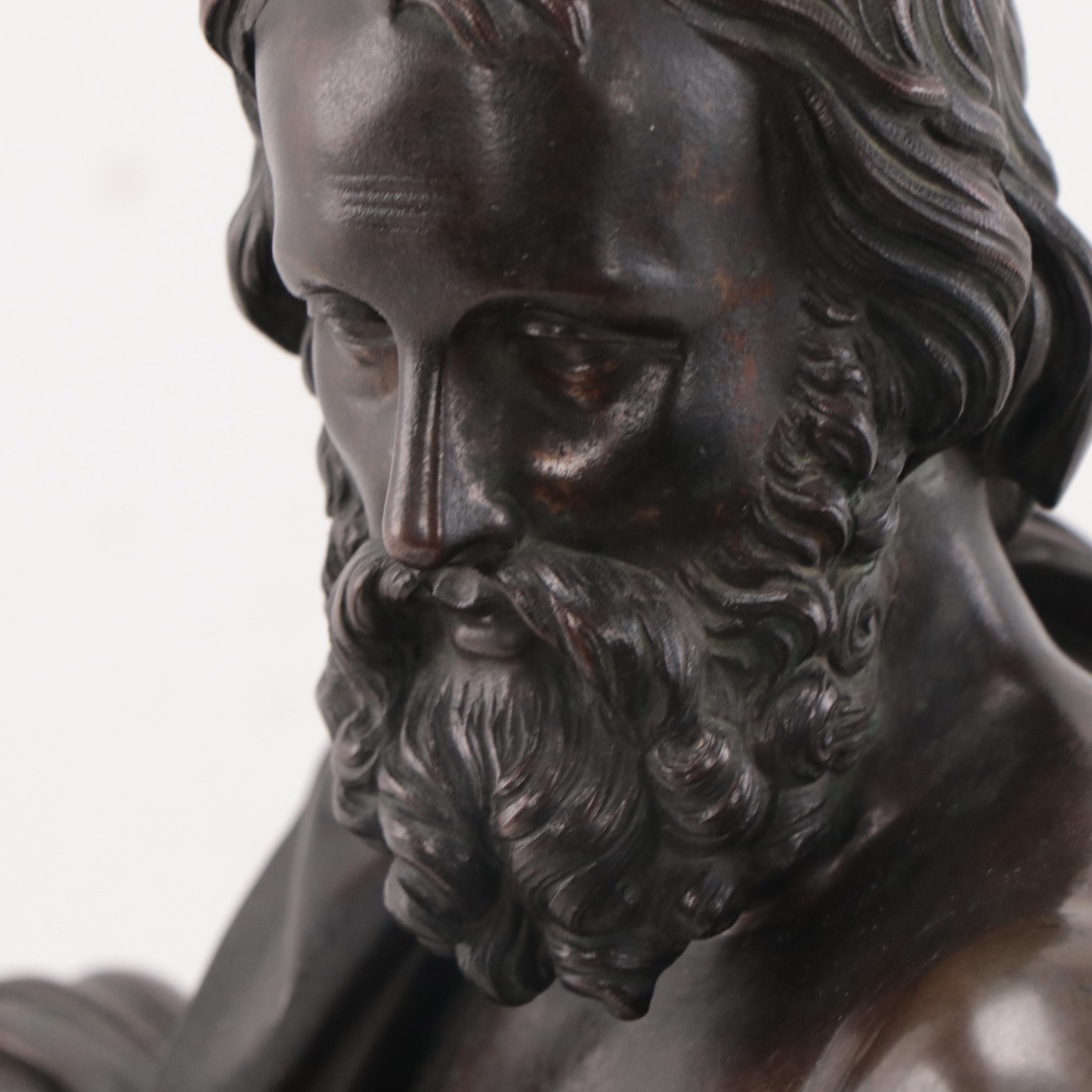 Bronze Sculpture of Reclining Philosopher "Le Bonheur Nait de la Vertu"