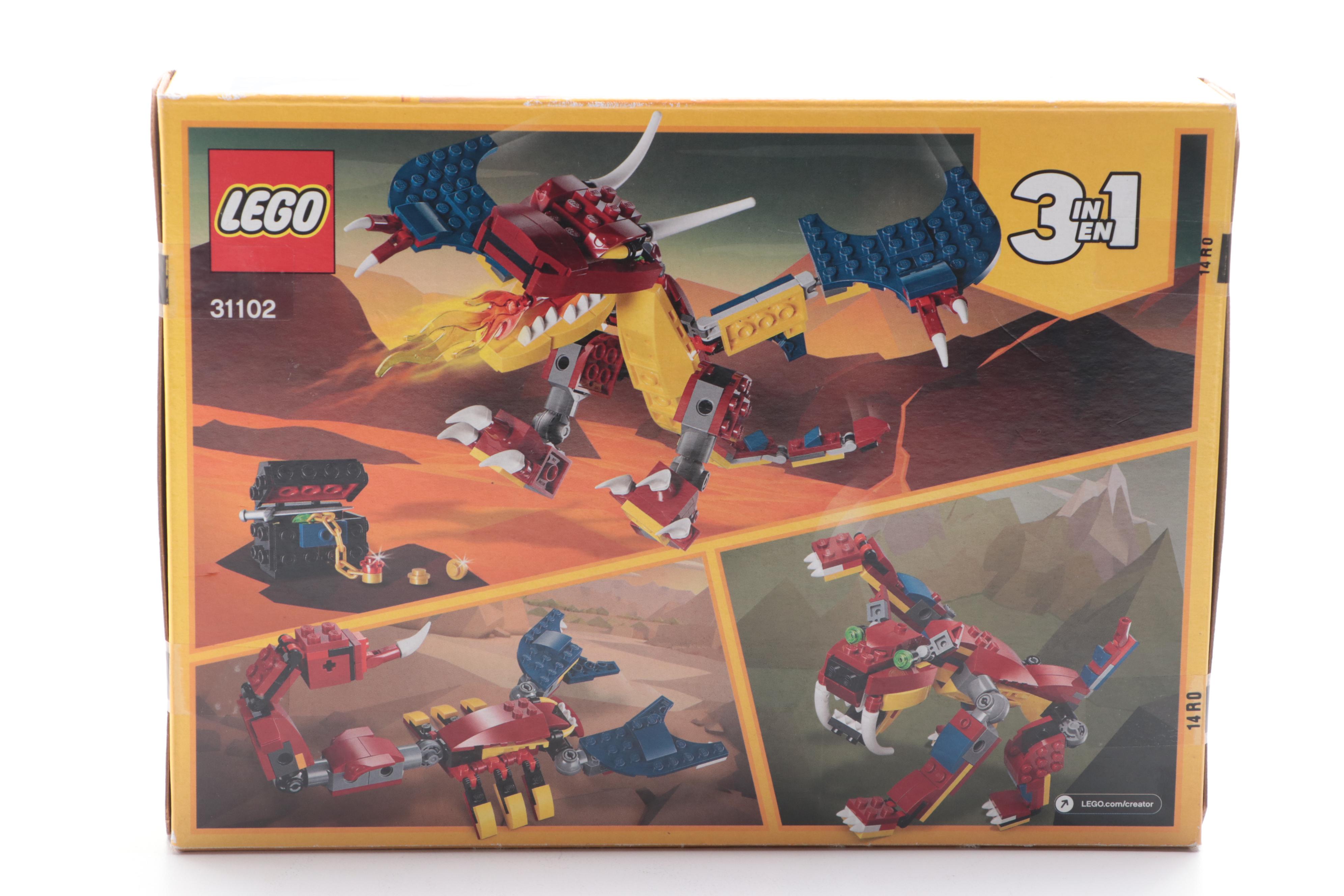 LEGO Ninjago Green Ninja Mech Dragon and LEGO 3 in 1 Fire Dragon Play Sets