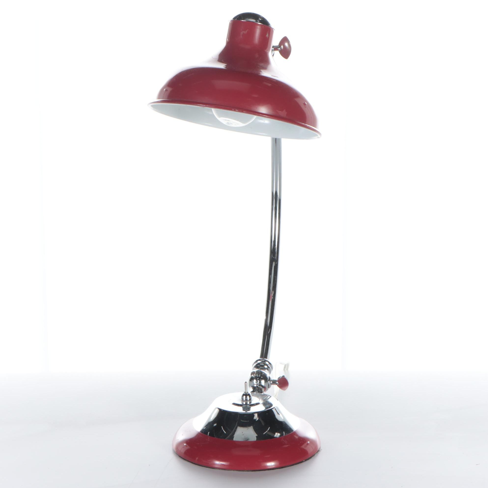 Pottery Barn Red Enamel Desk Lamp, 21st Century