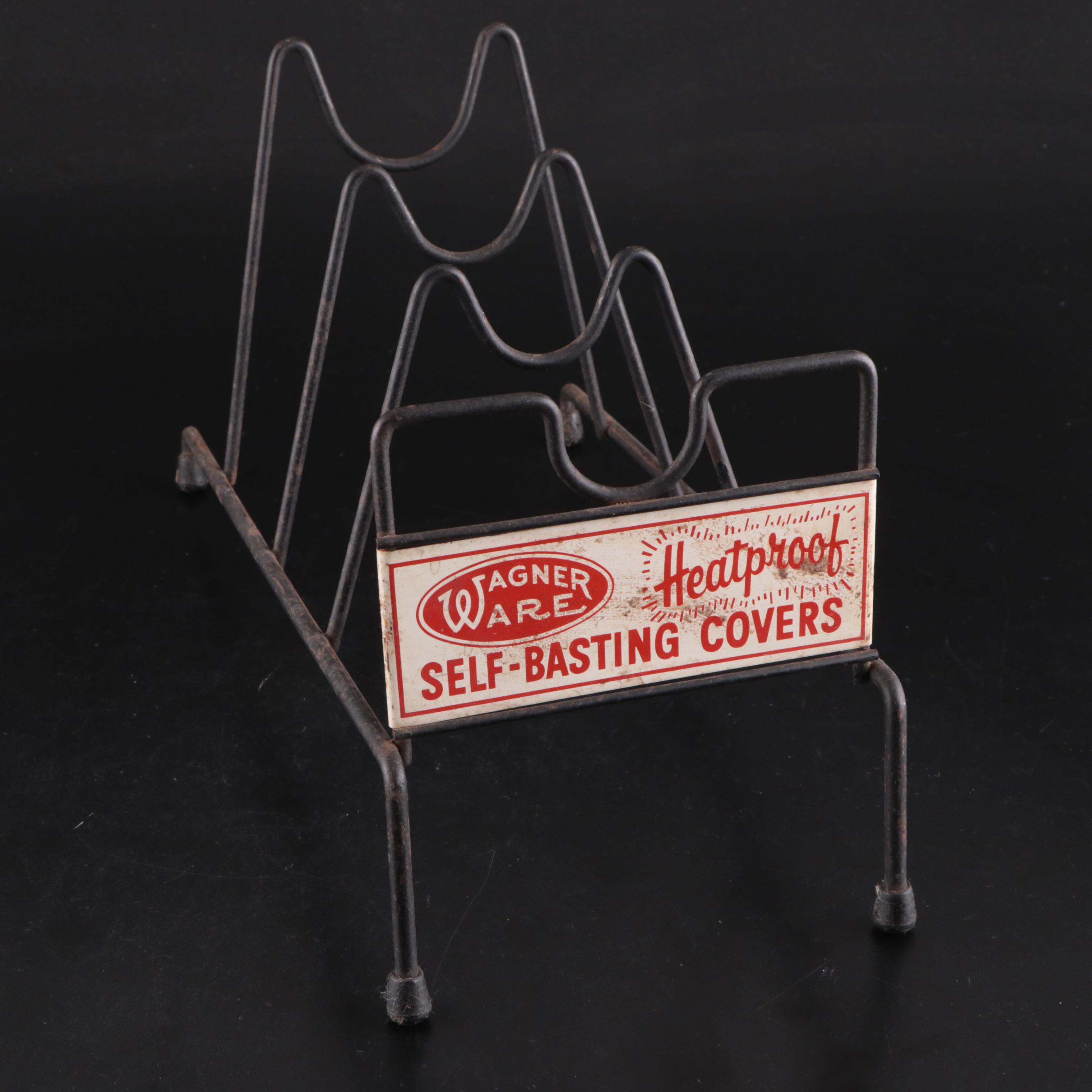 Wagner Ware Glass Pot Lids with Organizer, Mid-20th Century