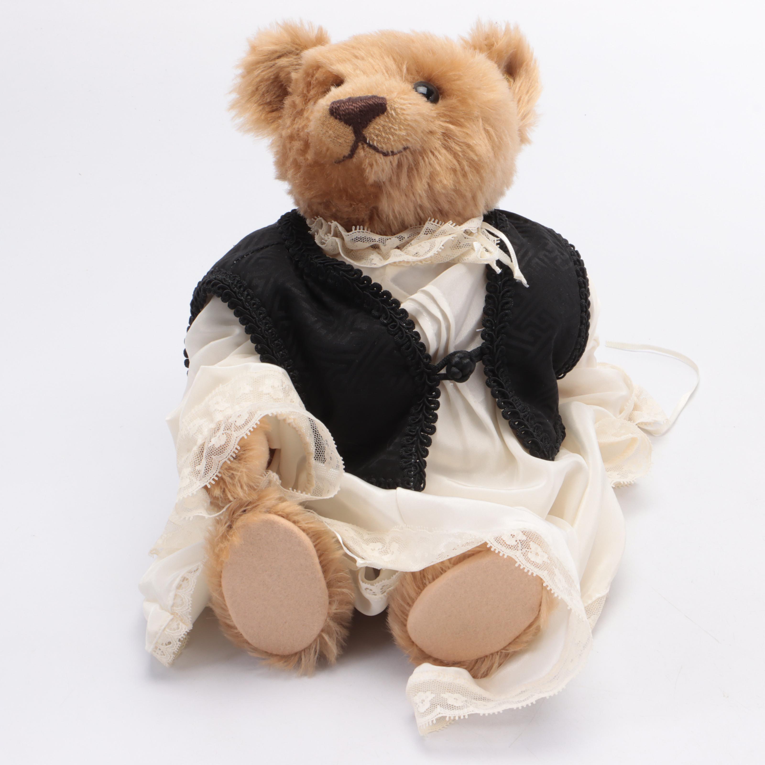 Steiff "Schnuffy Bear" Teddy Bear with Other Stuffed Rabbit Figures, 1980s