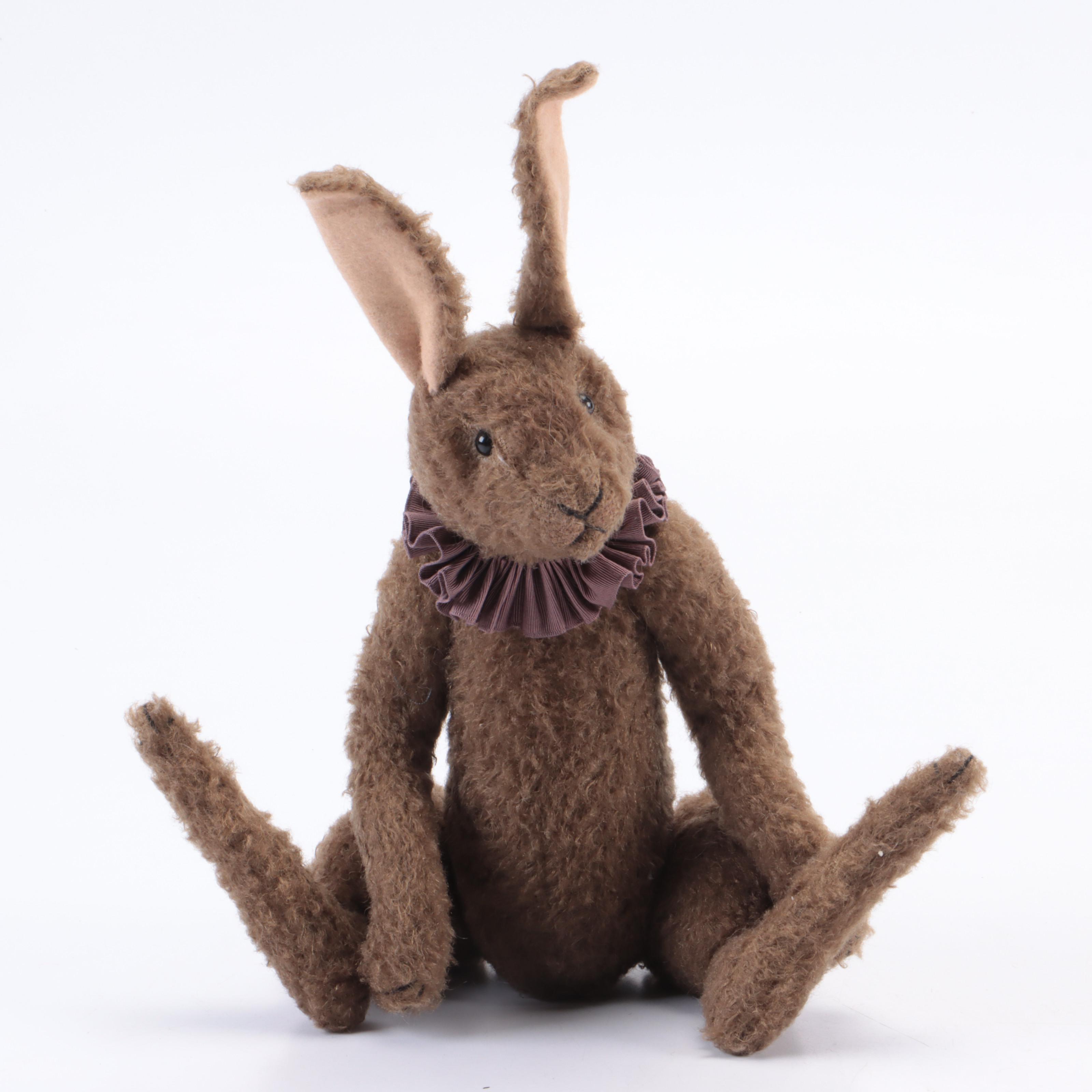 Steiff "Schnuffy Bear" Teddy Bear with Other Stuffed Rabbit Figures, 1980s