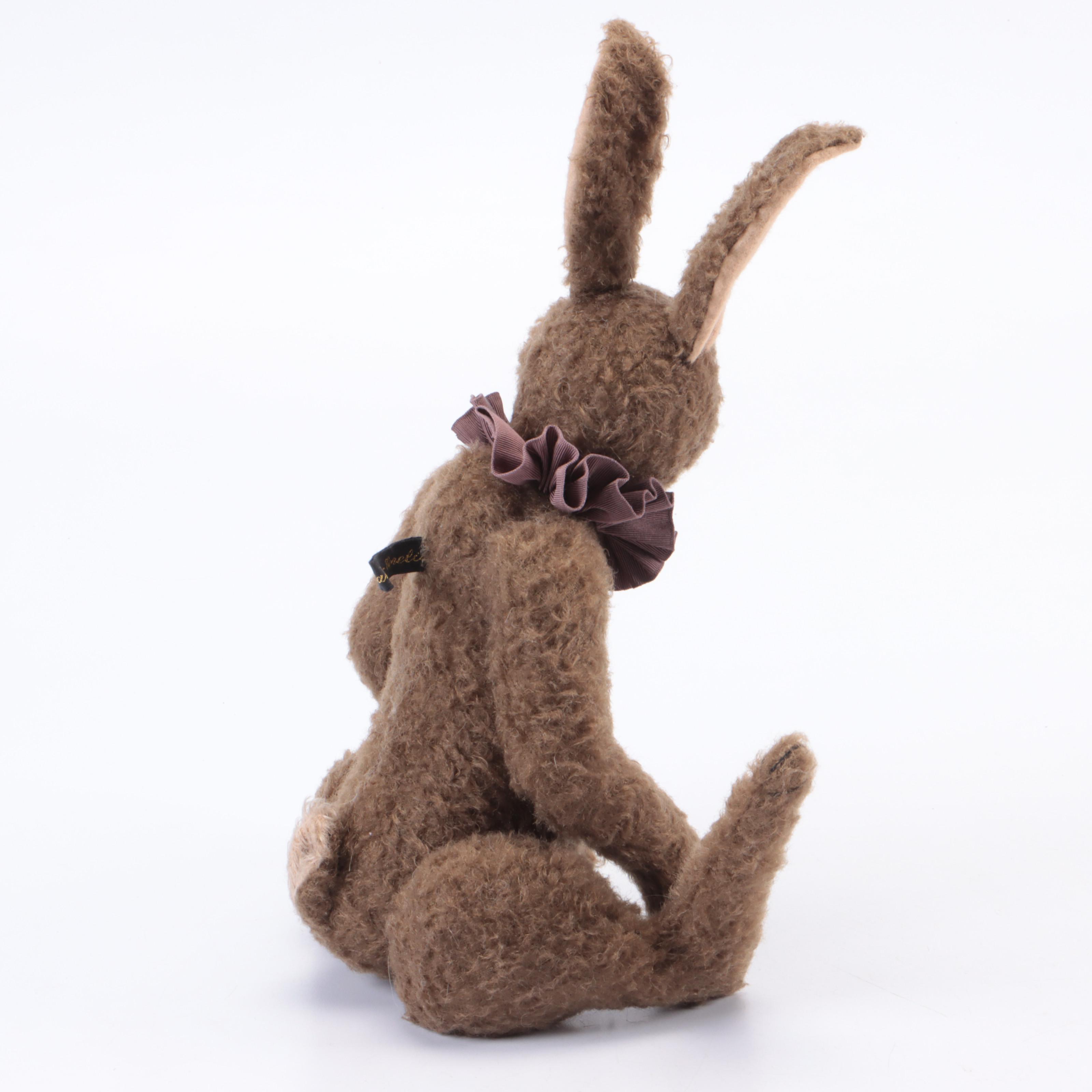 Steiff "Schnuffy Bear" Teddy Bear with Other Stuffed Rabbit Figures, 1980s