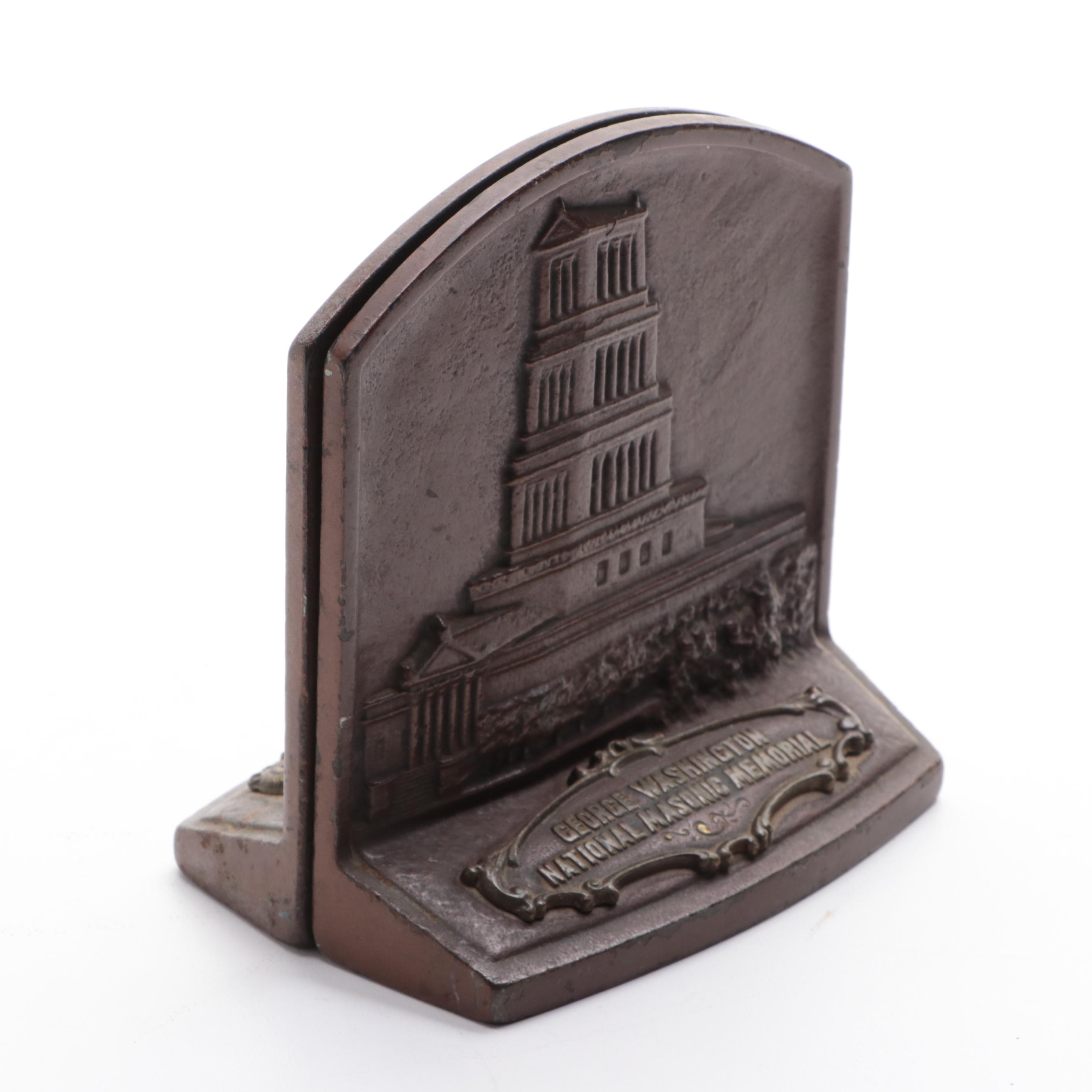 Pair of Cast Iron "George Washington National Masonic Memorial" Bookends