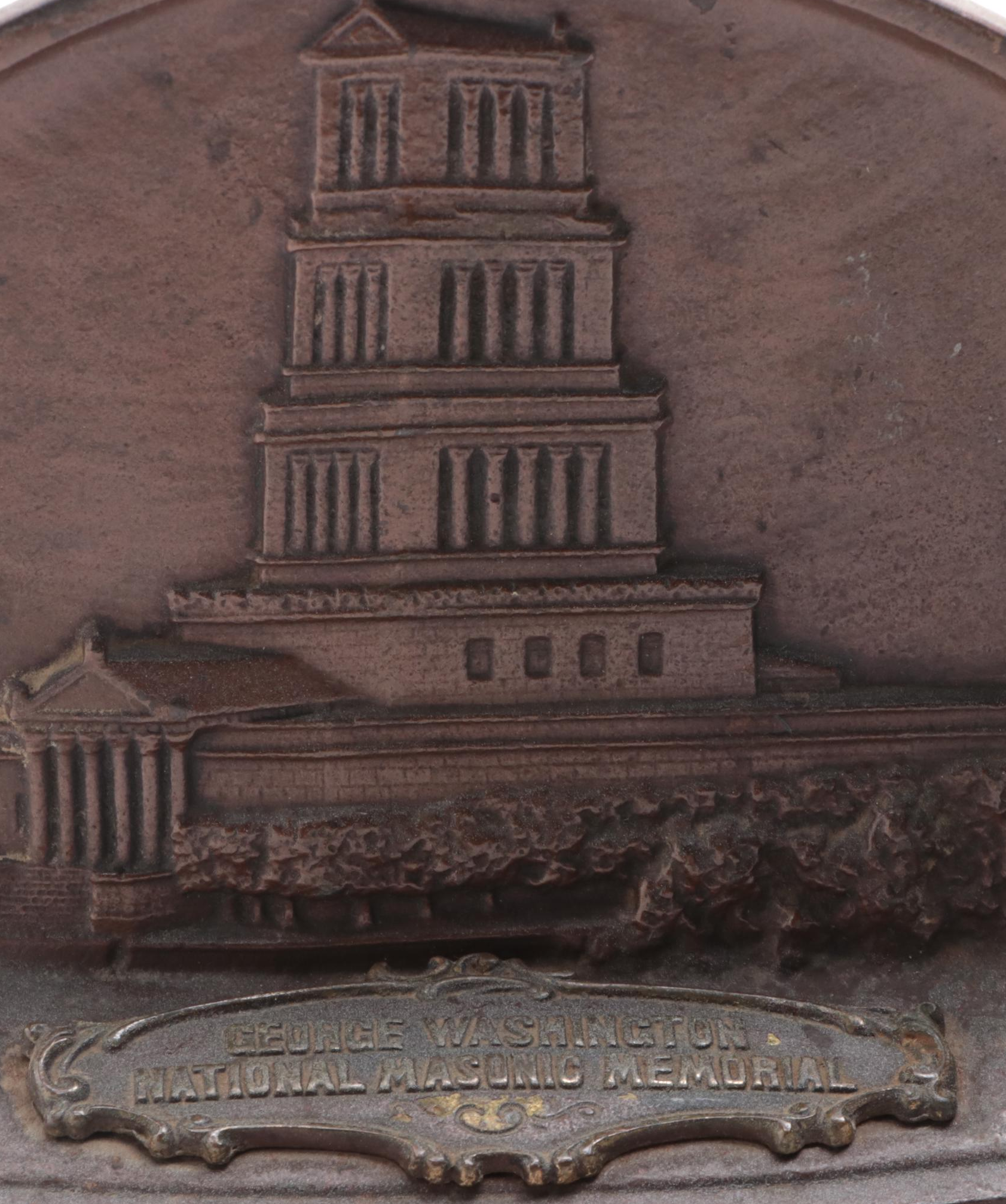 Pair of Cast Iron "George Washington National Masonic Memorial" Bookends