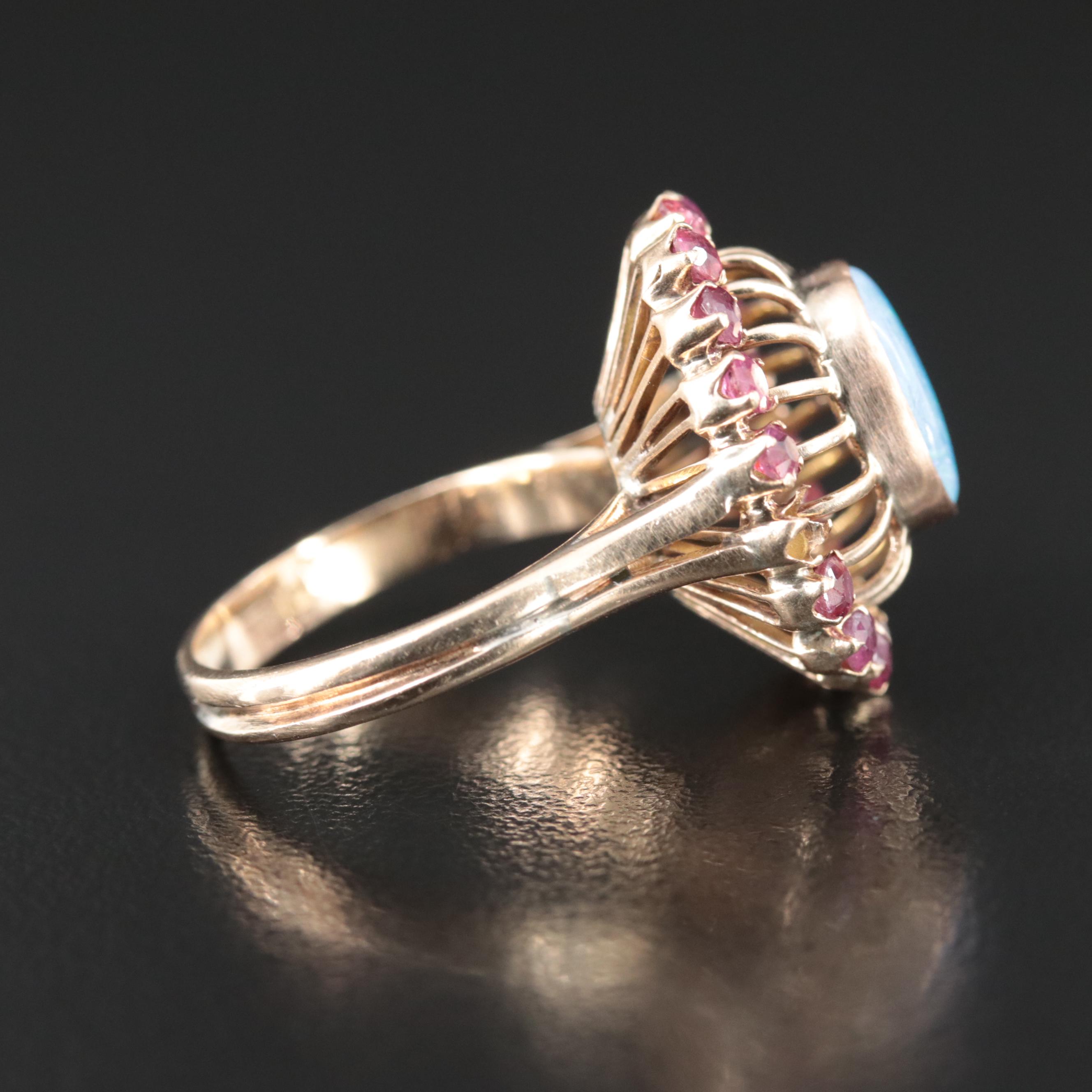 Vintage 14K Opal and Ruby Ring