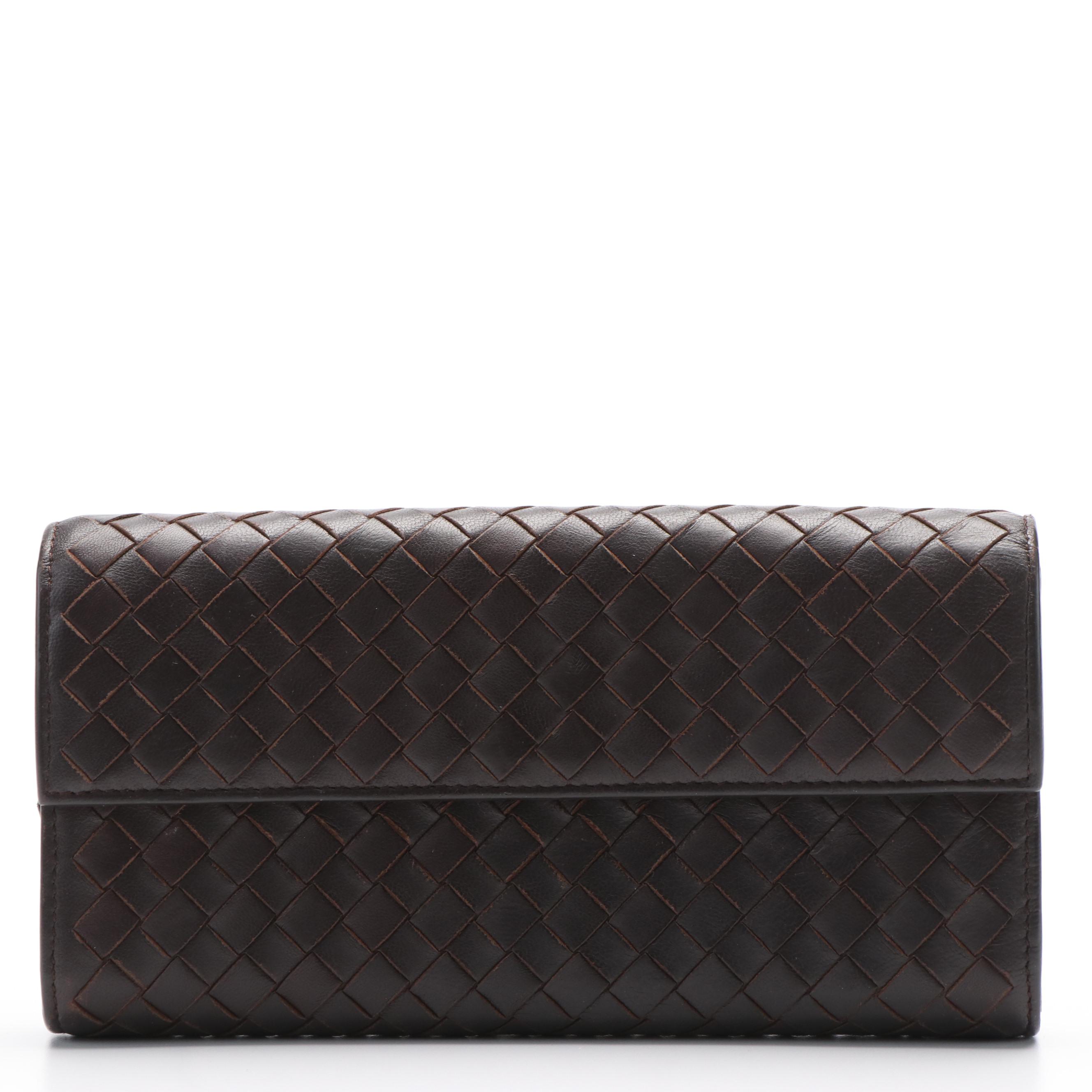Bottega Veneta Intrecciato Nappa Brown Leather Continental Wallet
