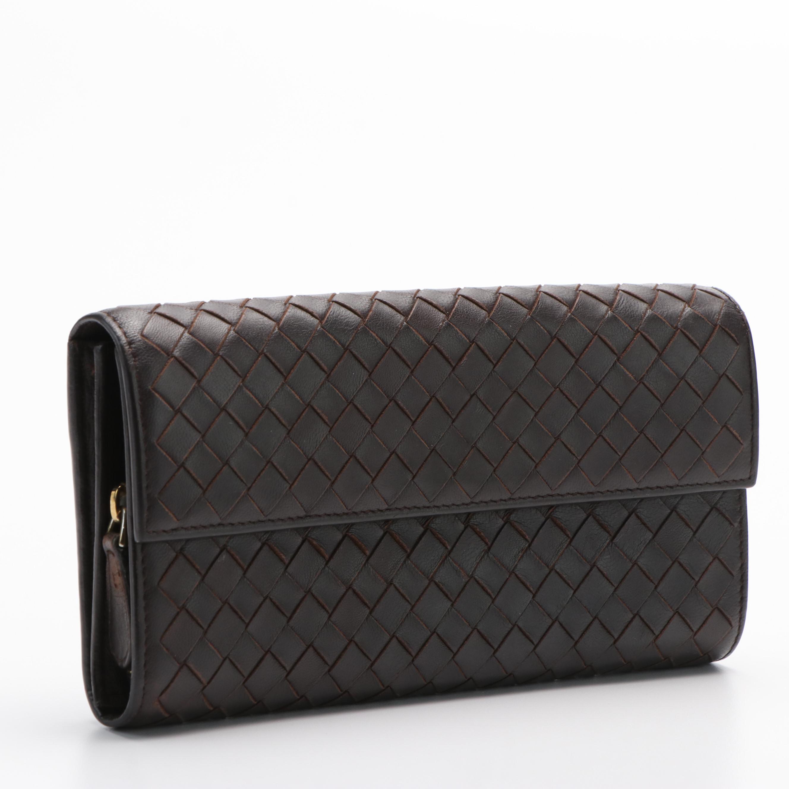Bottega Veneta Intrecciato Nappa Brown Leather Continental Wallet