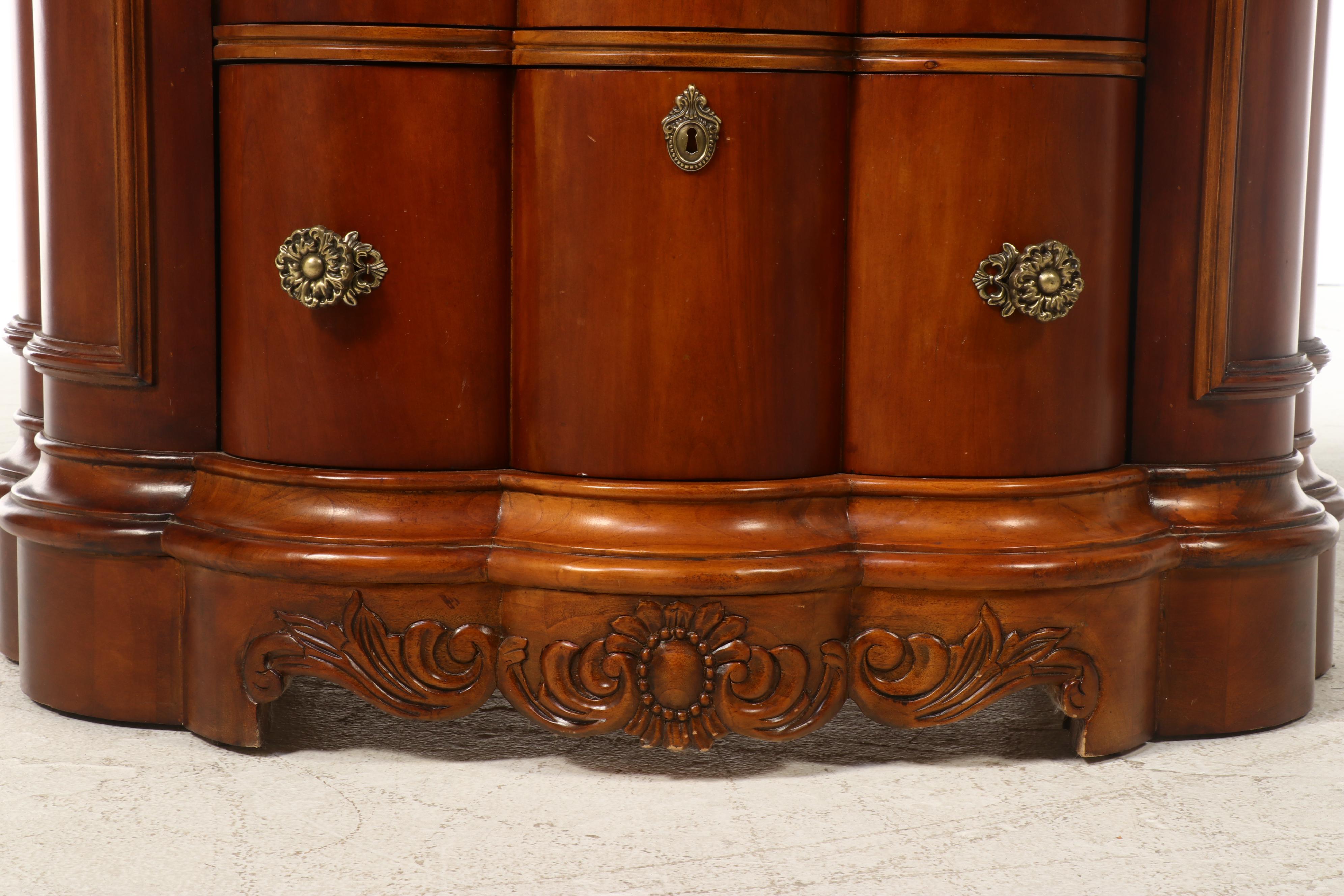 Pulaski Furniture "Edwardian" Cherrywood and Birch Three-Drawer Demilune Chest