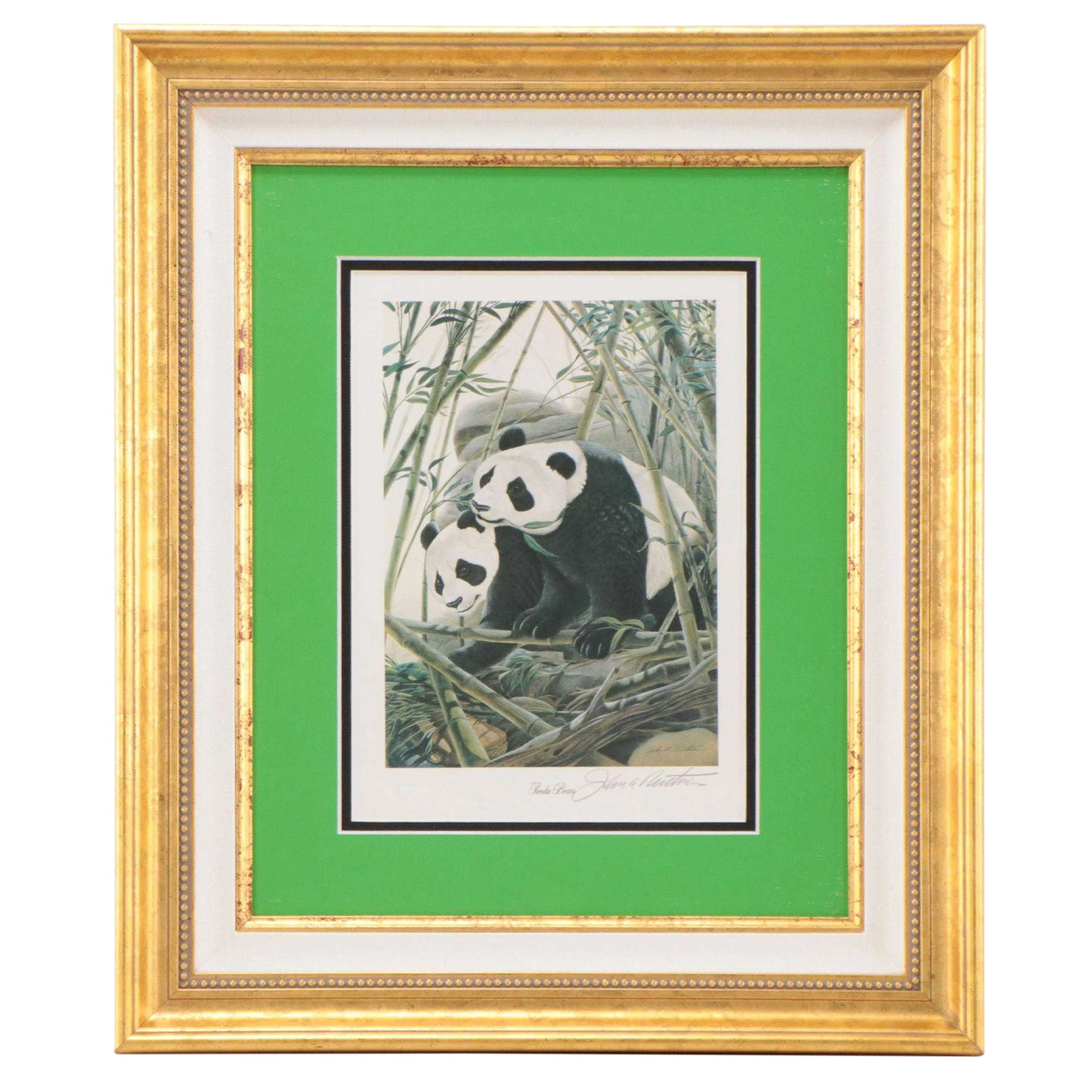 John A. Ruthven Offset Lithograph "Panda Bears"