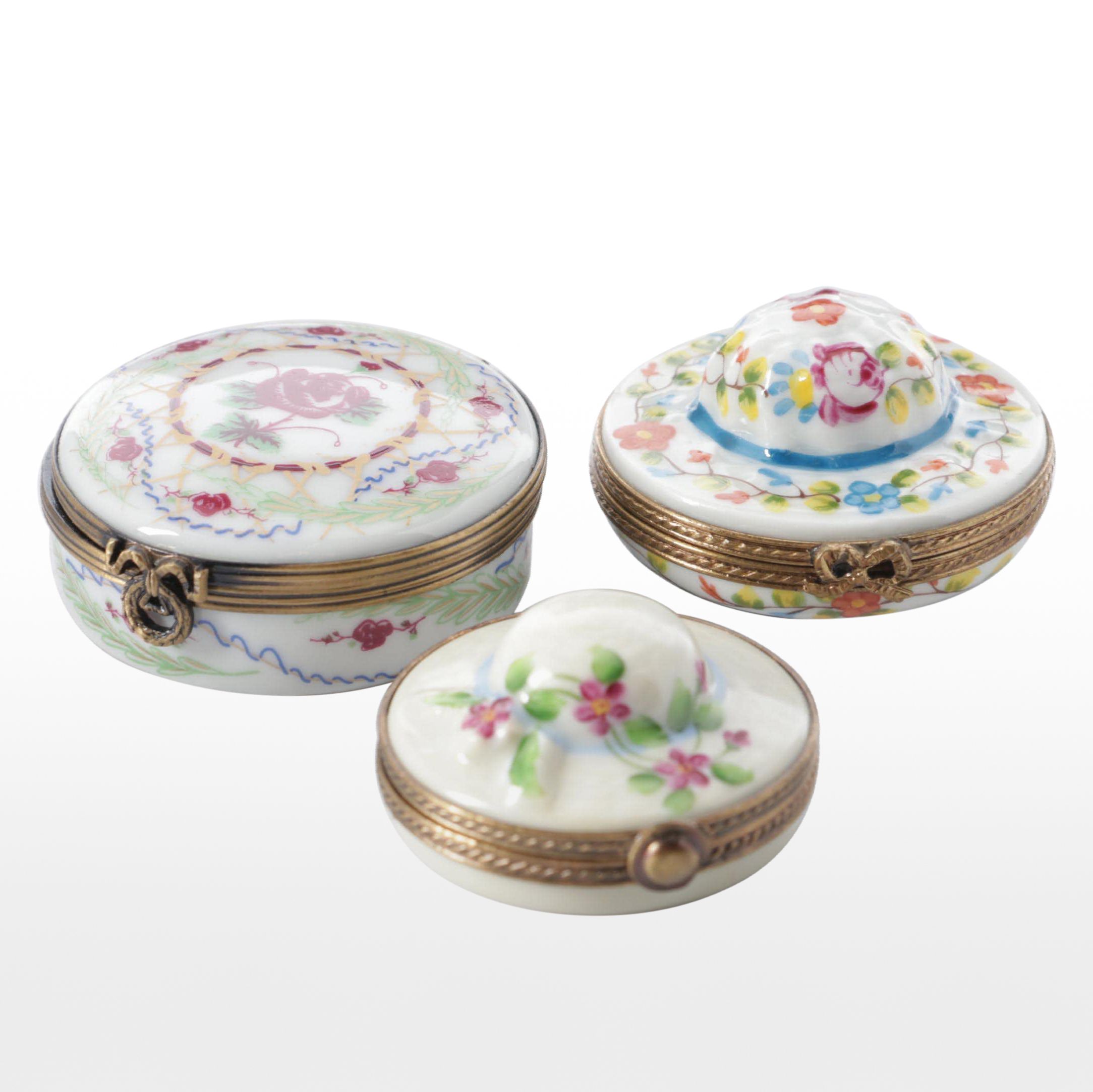 Castel, Chamart, and Other French Limoges Porcelain Trinket Boxes