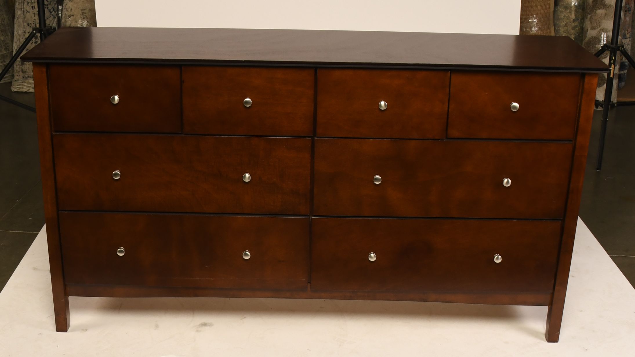 Evergreen Furniture Wooden Dresser with Brushed Nickel Pulls