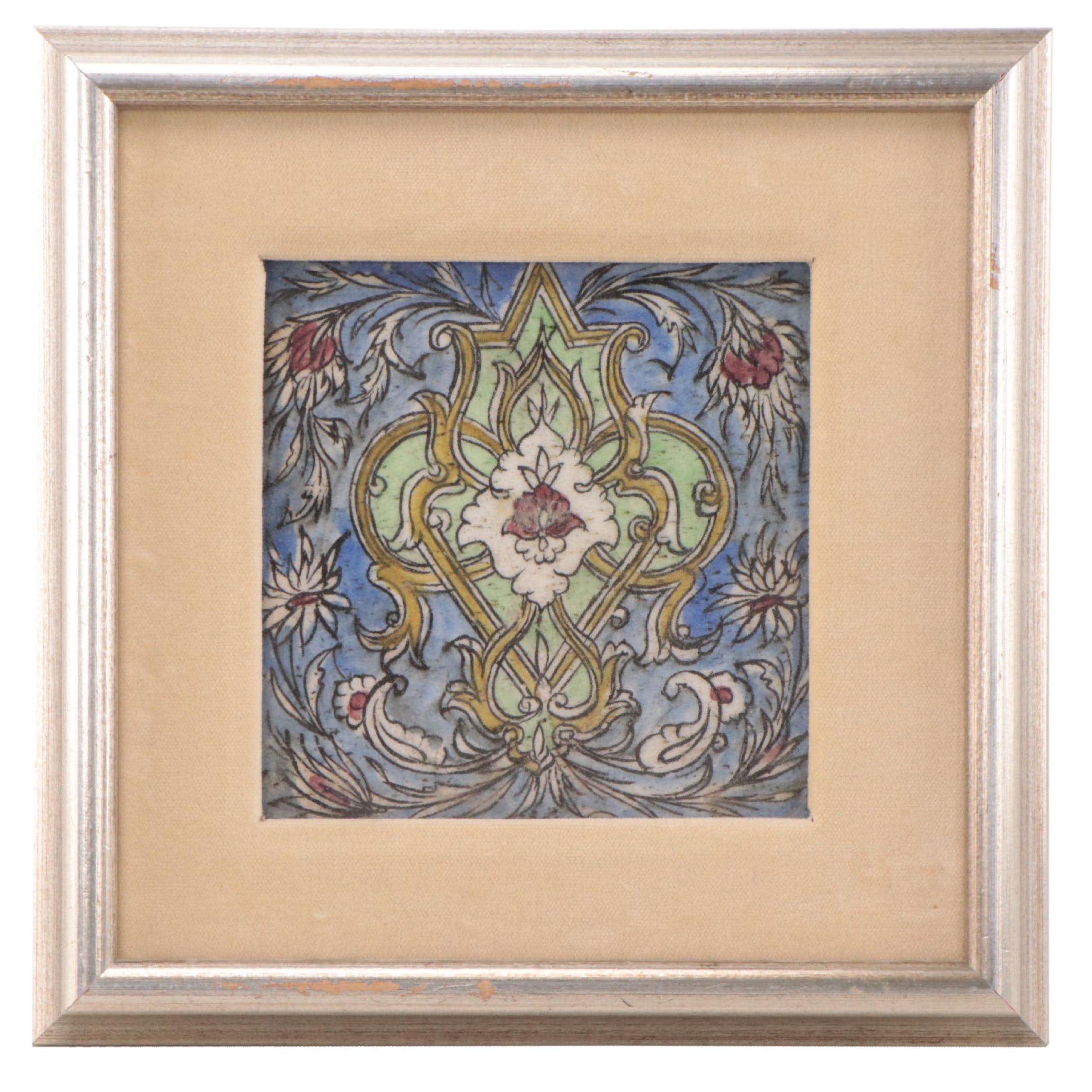 Floral Hand-Painted Ceramic Tile Panel