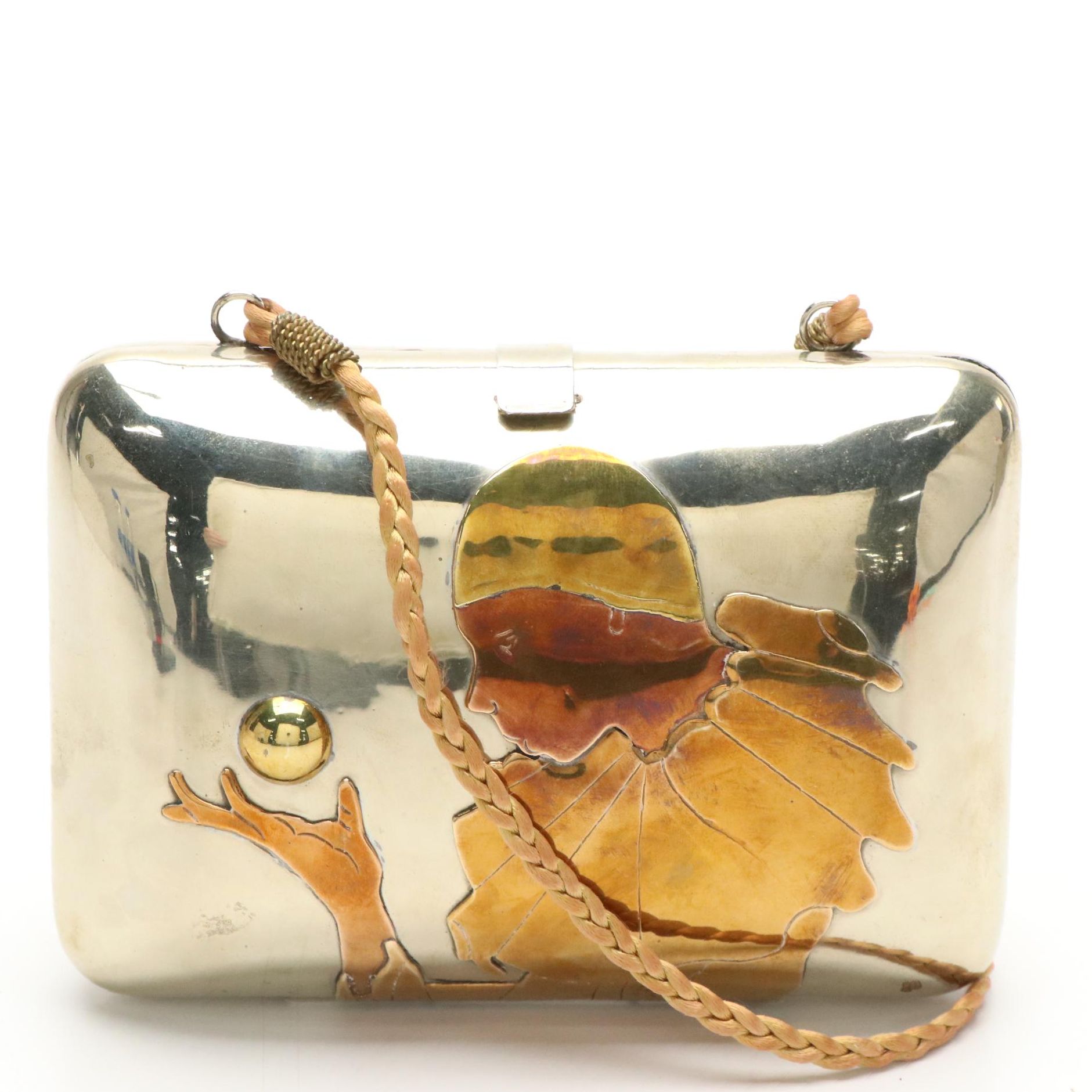 Art Nouveau Style Mixed Metal Harlequin Minaudière