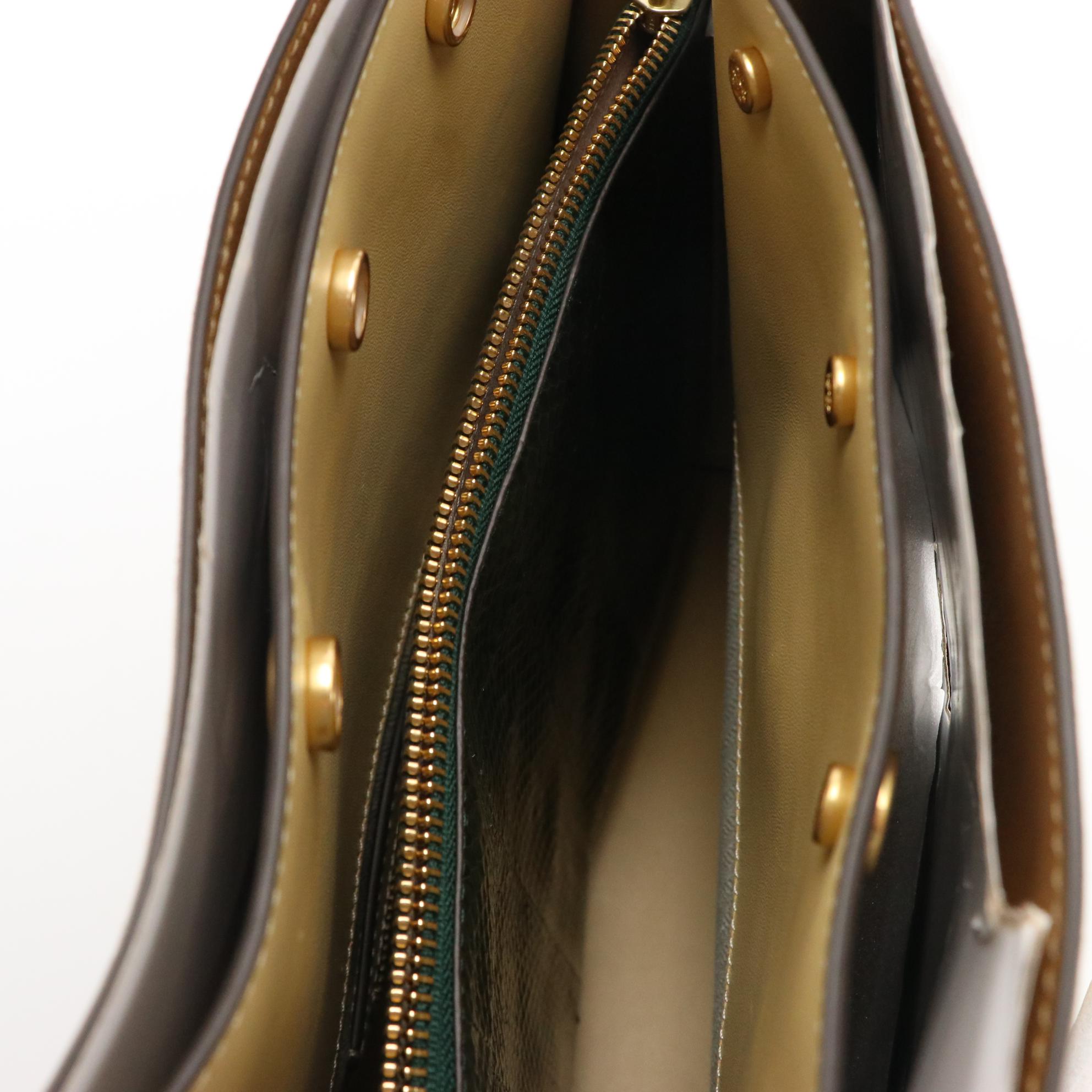 Tory Burch Lee Radziwill Coffee Suede Studded Two-Way Handbag, New With Tags